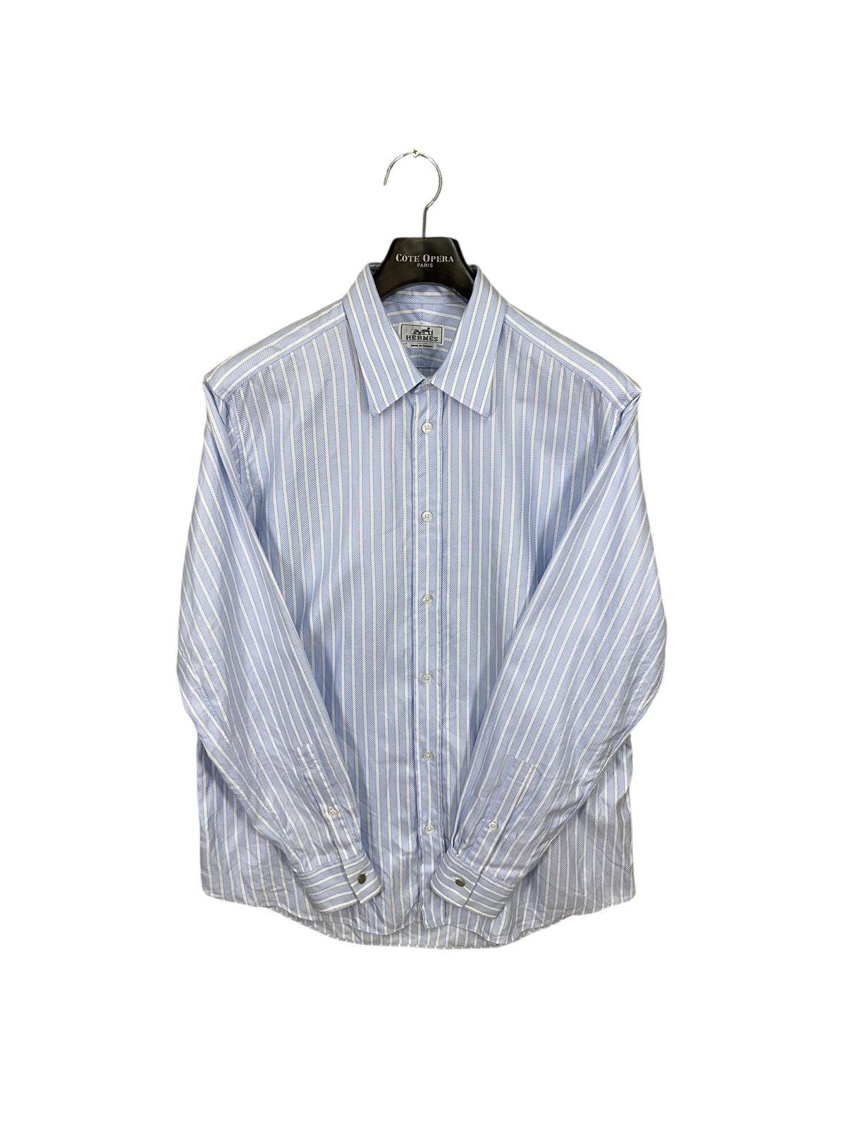 Hermes Vintage 90s hermes martin margiela era shirt button striped Size US L / EU 52-54 / 3 - 5 Thumbnail