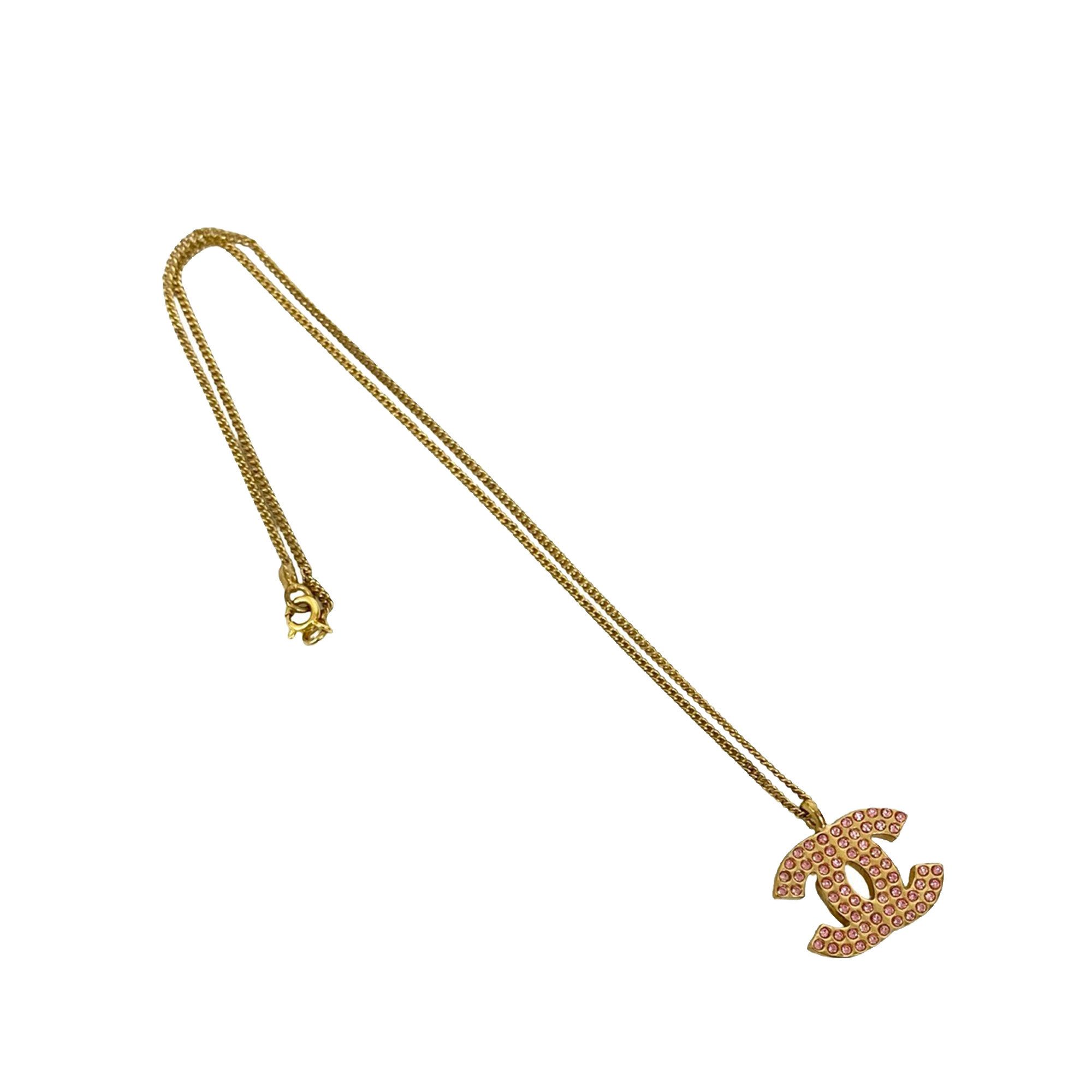 Chanel Chanel CC Gold Plated Rhinestone Pendant Necklace Size ONE SIZE - 1 Thumbnail