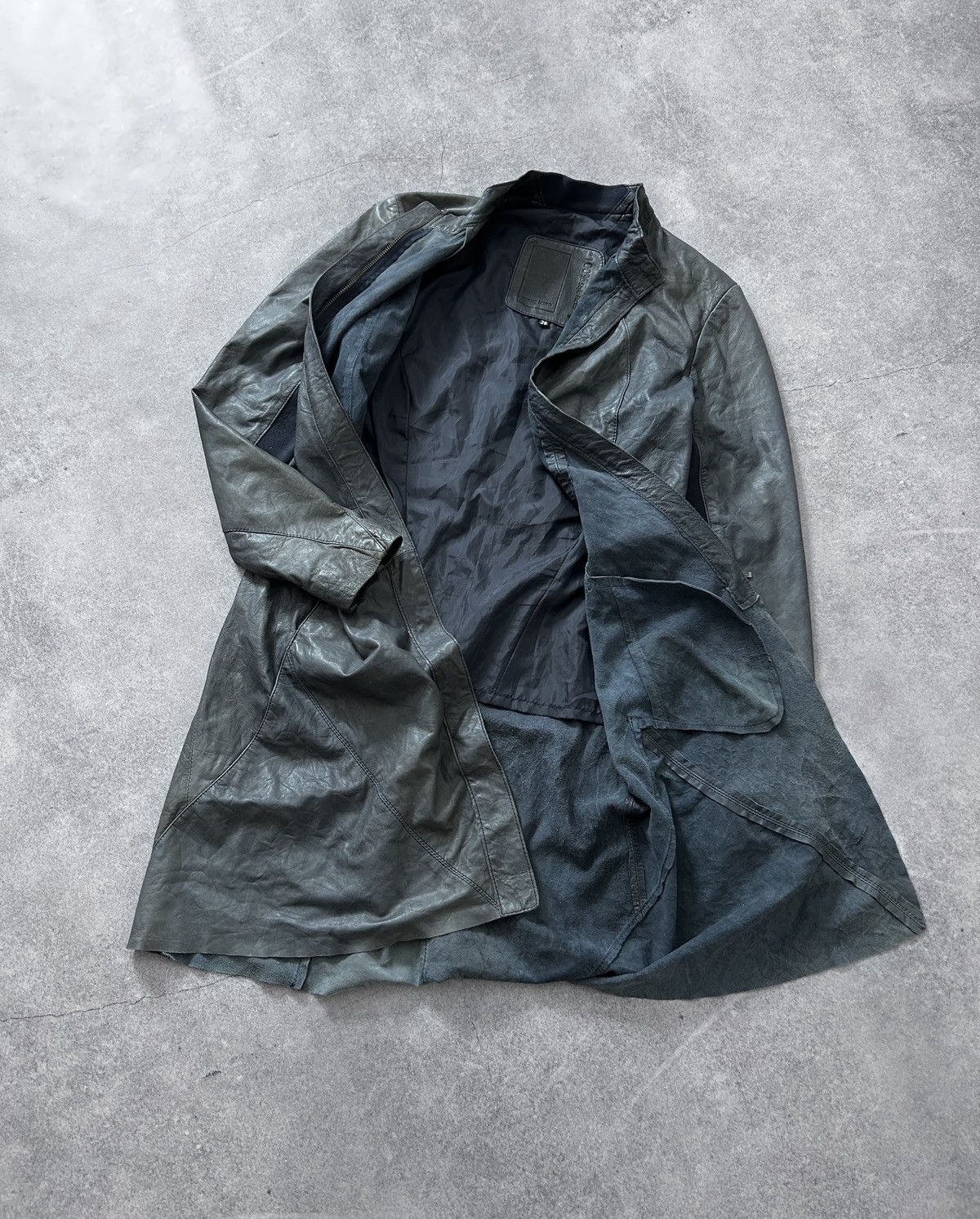 Genuine Leather Cigno Nero Avant-Garden long-leather blue jacket Size S / US 4 / IT 40 - 2 Thumbnail