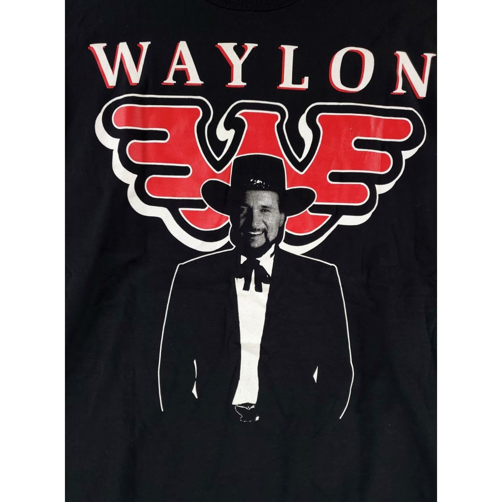 Vintage VINTAGE Waylon Jennings T Shirt Black Screen Stars 90s Single Stitch Best Mens L Size US L / EU 52-54 / 3 - 2 Thumbnail