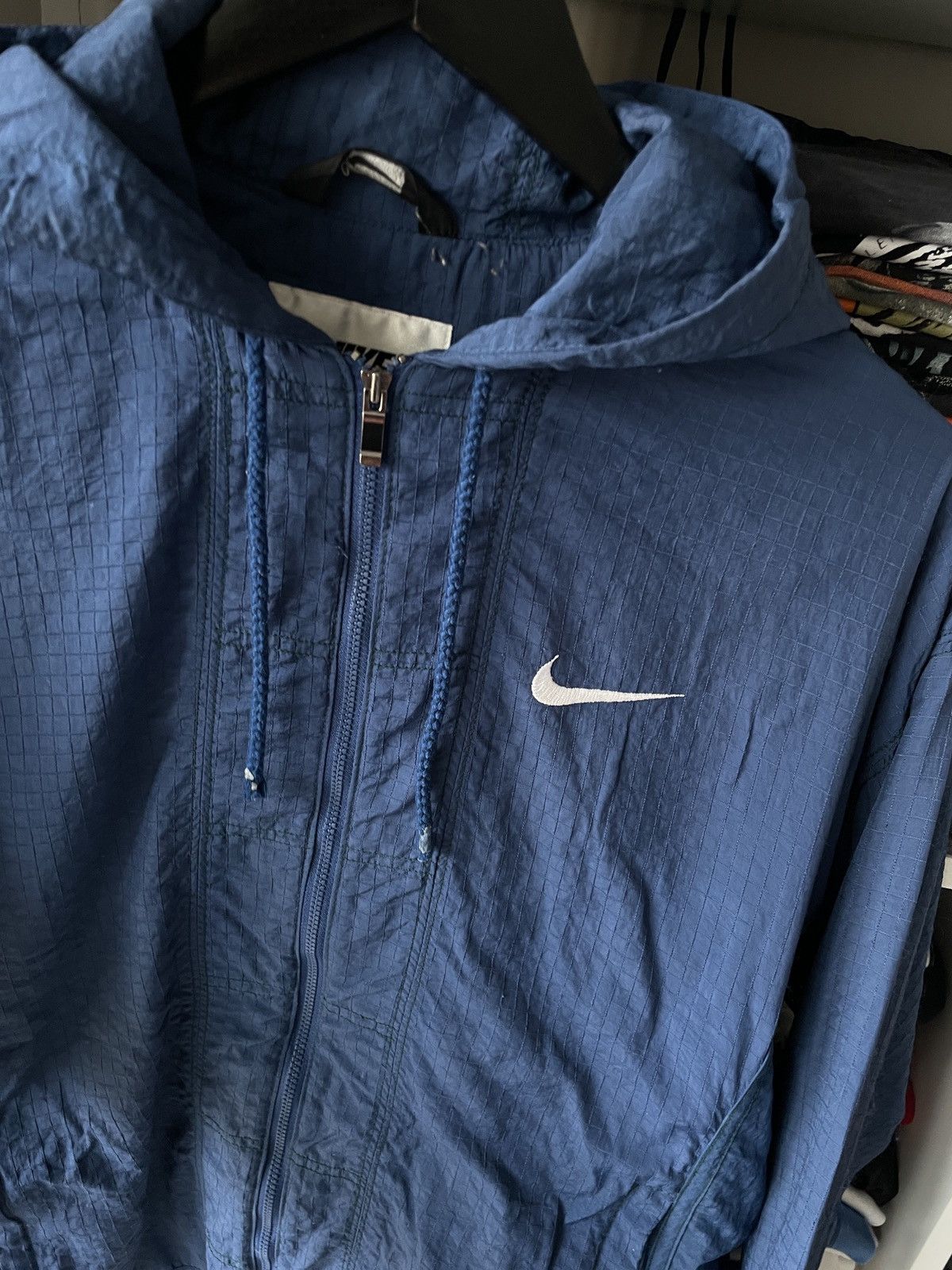 Japanese Brand Nike Vintage Track Jacket Big Swoosh Drill Japanese Cropped Size US M / EU 48-50 / 2 - 8 Thumbnail