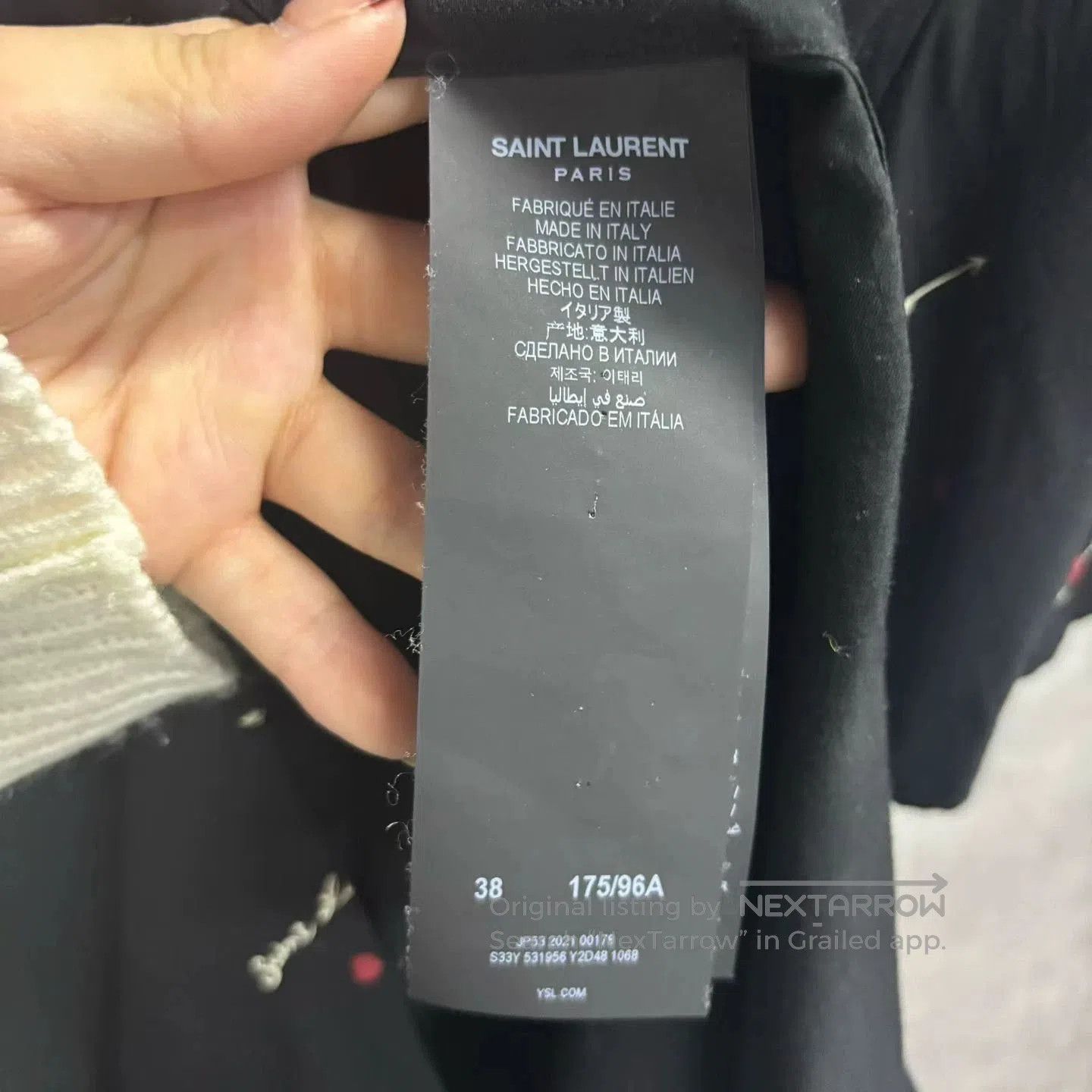 Saint Laurent Paris Saint Laurent Black Printed Shark Collar Shirt. Size US M / EU 48-50 / 2 - 3 Thumbnail