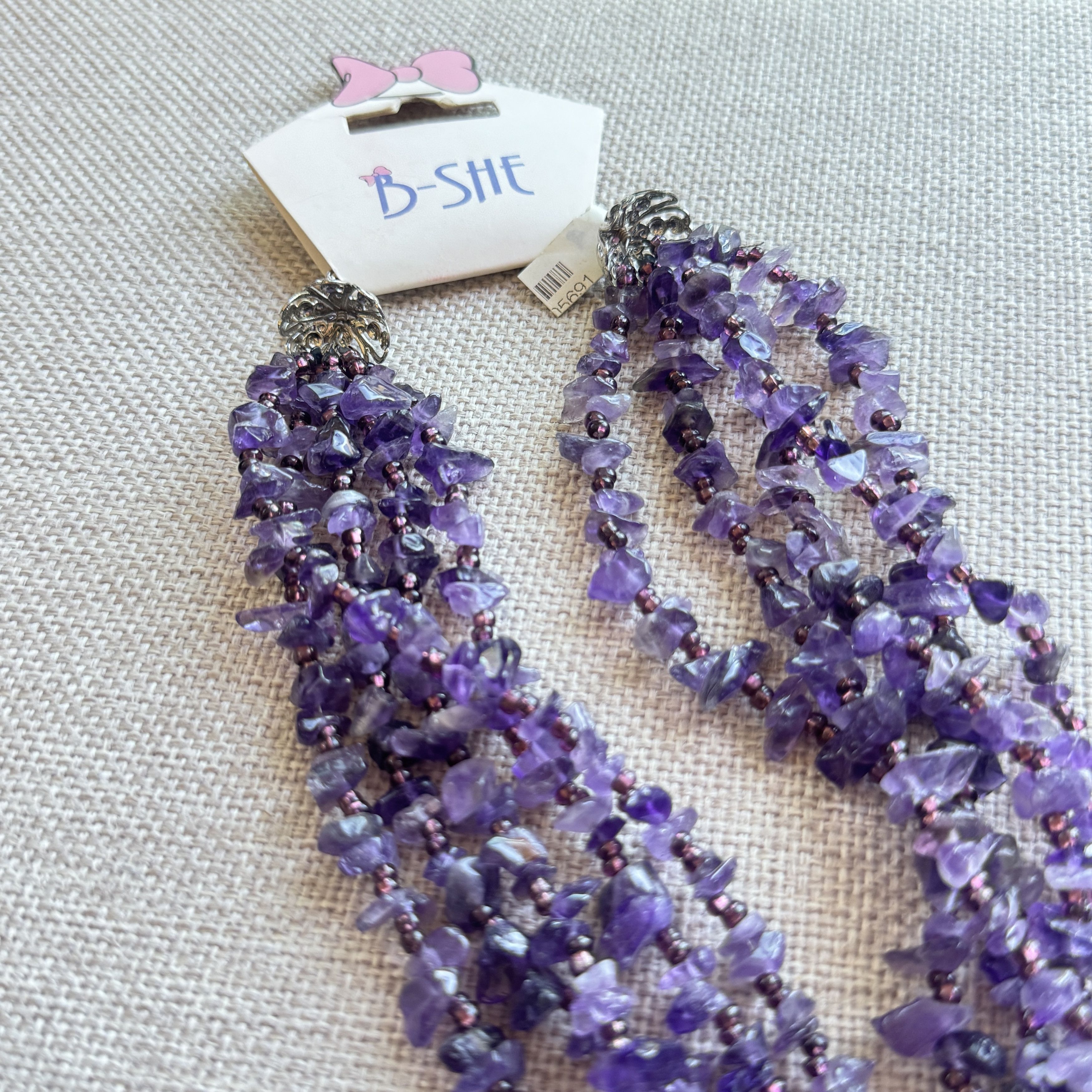 Other B-SHE Purple Beaded Multi Strand Statement Necklace Size ONE SIZE - 2 Thumbnail