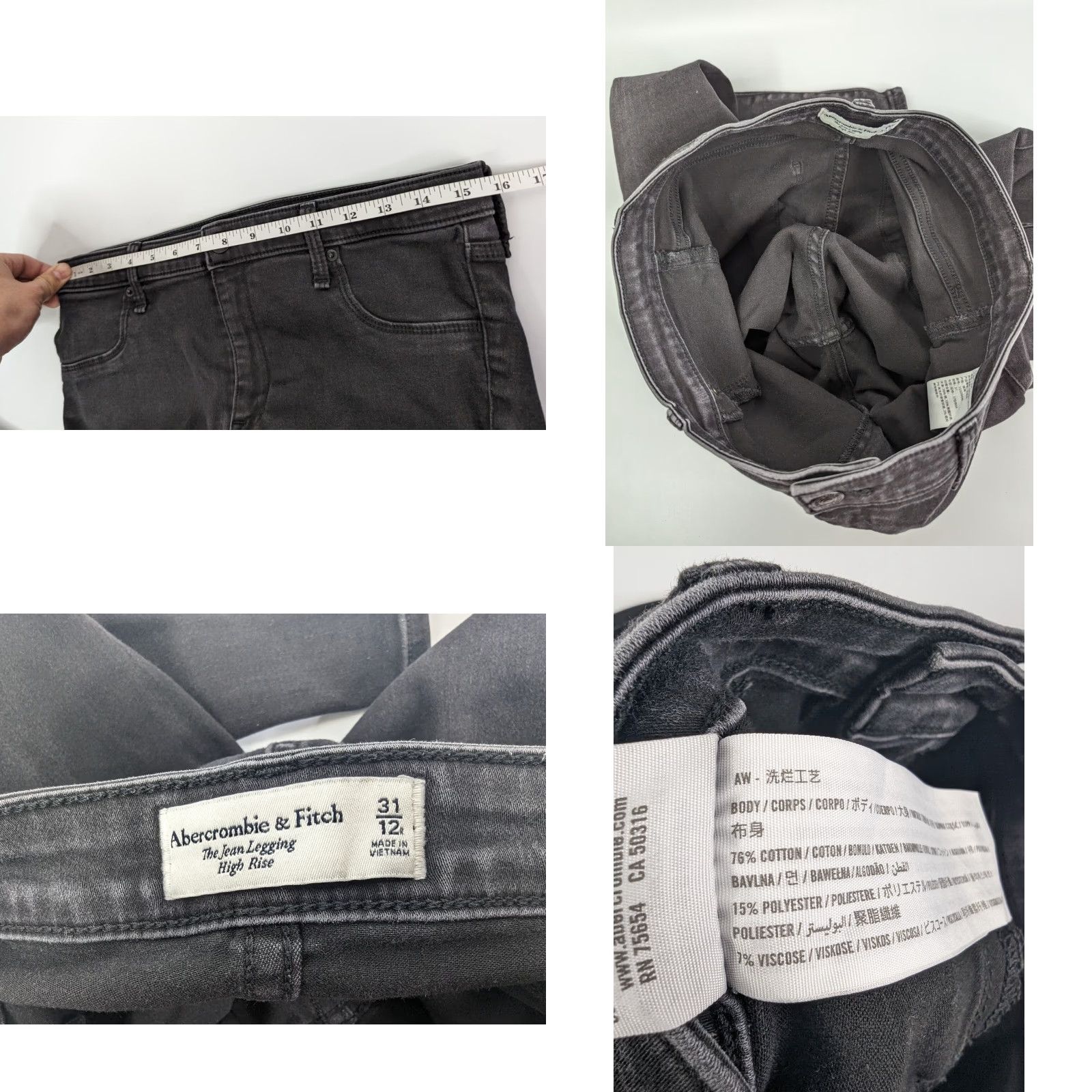 Abercrombie & Fitch Abercrombie & Fitch The Jean Jegging Black Jeans Women's Size 31/12 High Rise Slim Fit Regular Women’s Size 24" / US 00 / IT 34 - 8 Thumbnail