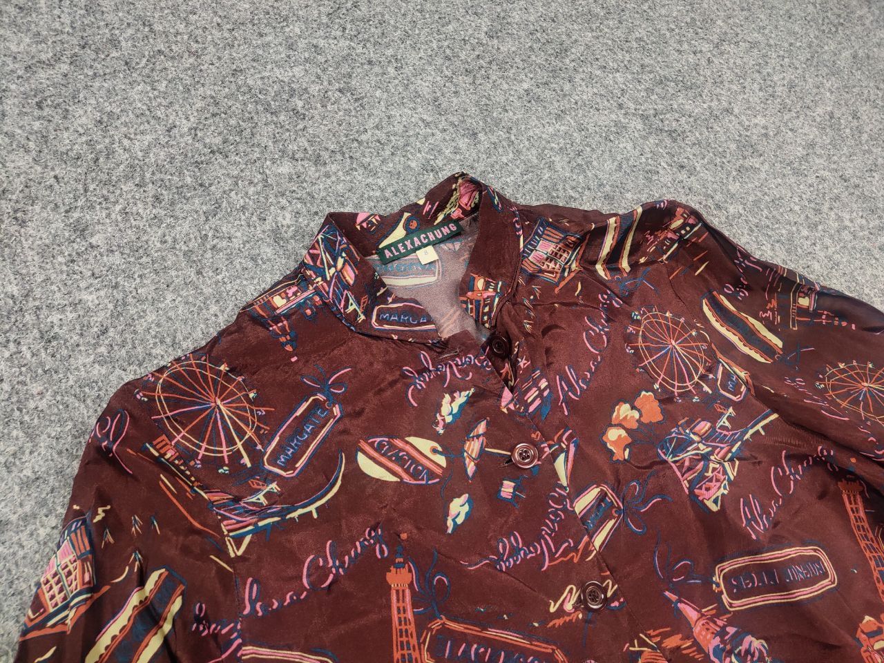 Alexa Chung Alexa Chung Design Blouse Burgundy Button Up Satin Shirt Size S / US 4 / IT 40 - 6 Thumbnail