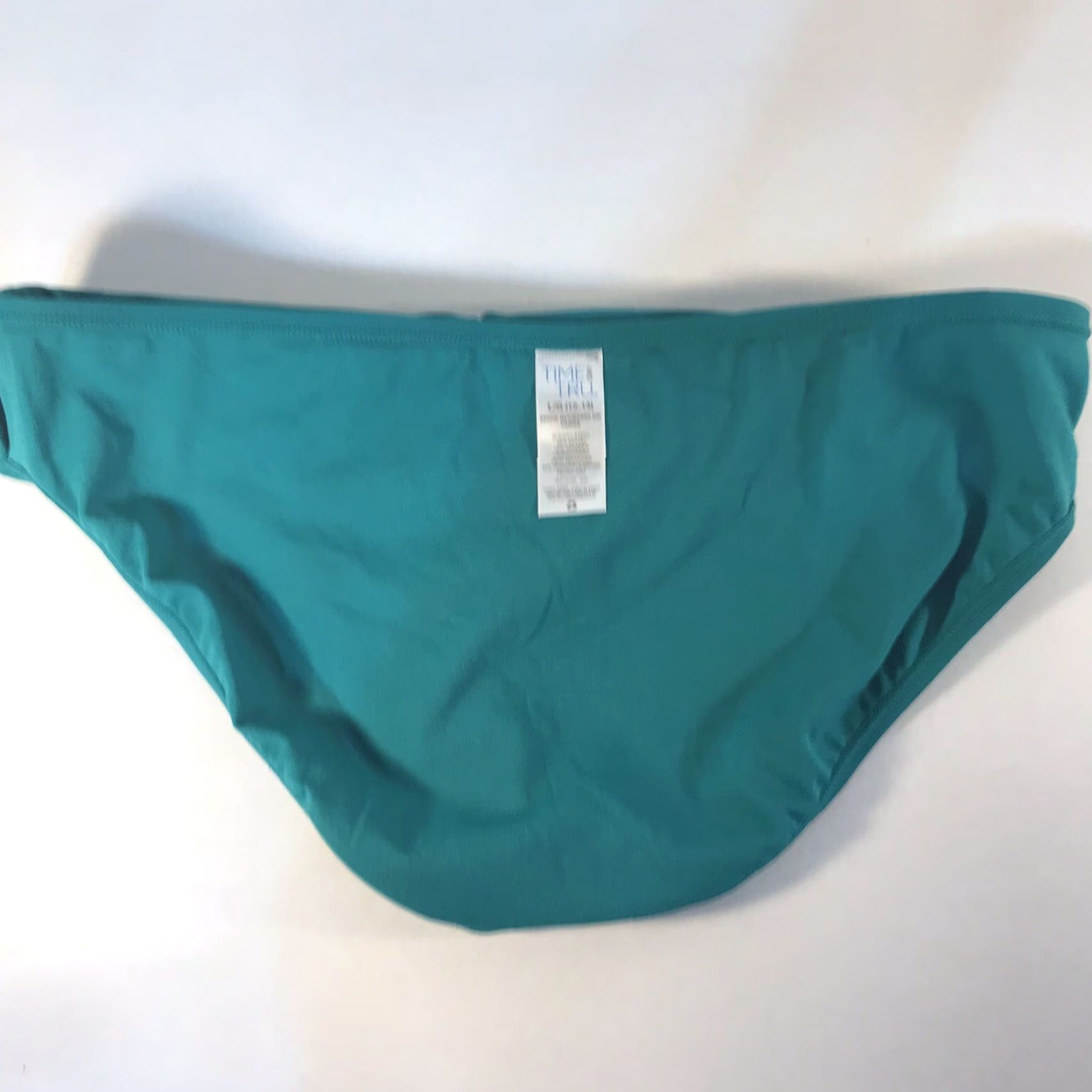 Vintage Time & Tru Green Bikini Swim Bottoms Womens Size L (12-14) Solid Stretch Poolwear Size 36" / US 14 / IT 50 - 2 Thumbnail