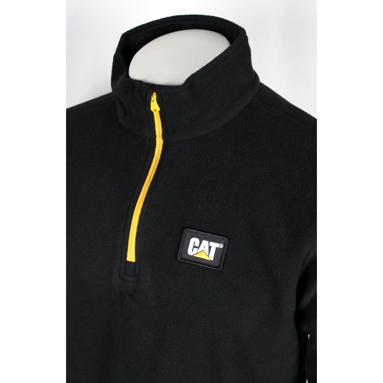 Vintage CAT Caterpillar Men's Fleece Jacket 1/4 Zip Microfleece M Black Yellow 1030010 Size US M / EU 48-50 / 2 - 3 Thumbnail