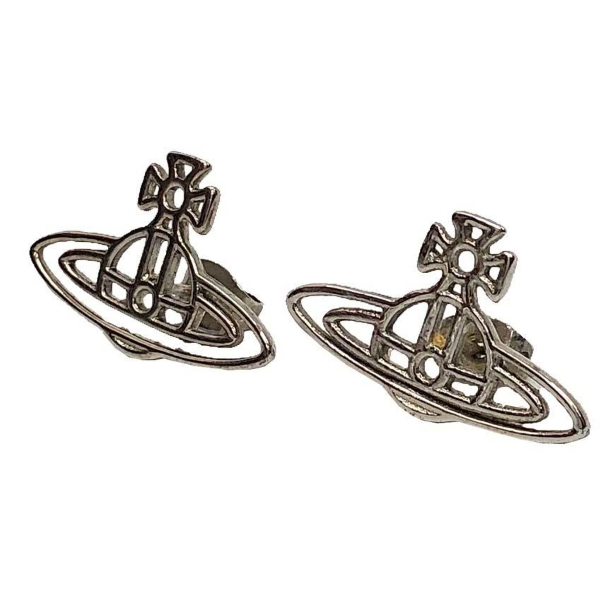 Vivienne Westwood Vivienne Westwood Thin Line Flat Orb Stud Earrings (Silver) Size ONE SIZE - 1 Thumbnail