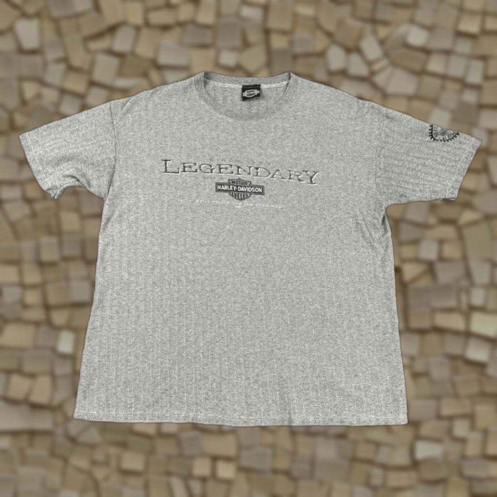 Harley Davidson VINTAGE Harley Davidson Shirt Adult EXTRA LARGE Gray Chevron Stripe Pattern Y2K Size US XL / EU 56 / 4 - 1 Thumbnail