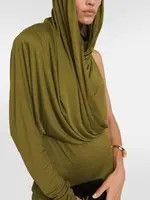 Saint Laurent Paris o1s1wg111124 Hooded Dress in Crepe Jersey in Green Size M / US 6-8 / IT 42-44 - 3 Thumbnail