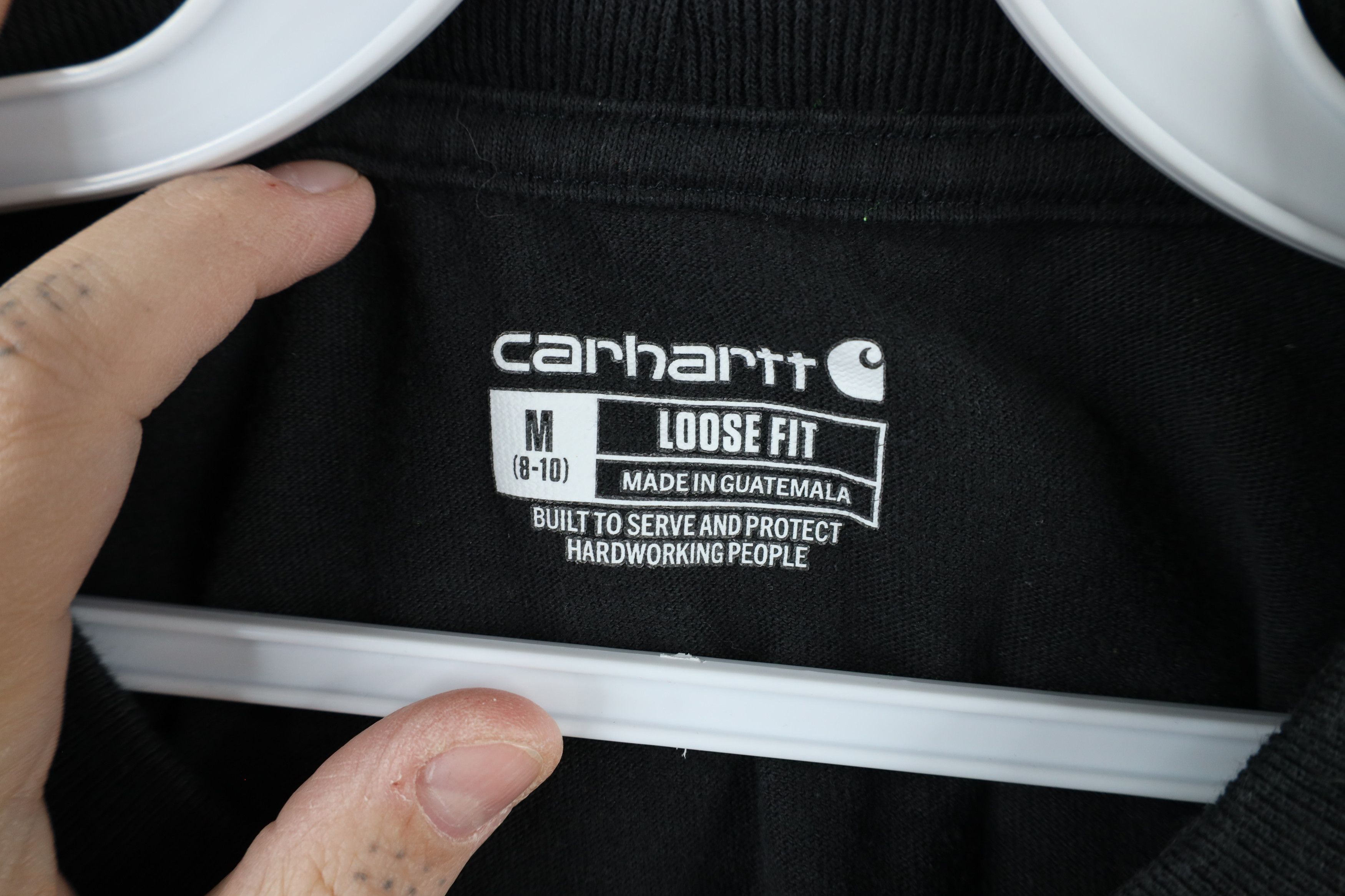 Carhartt × Vintage Vintage Carhartt Faded Spell Out Pocket T-Shirt Black Cotton Size M / US 6-8 / IT 42-44 - 8 Thumbnail
