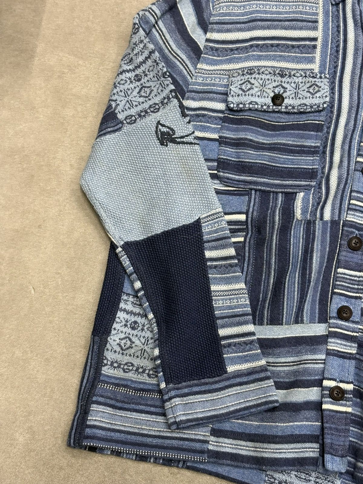 Polo Ralph Lauren Blue Patchwork Workwear Cardigan Ralph Lauren XL Limited Size US XL / EU 56 / 4 - 2 Thumbnail