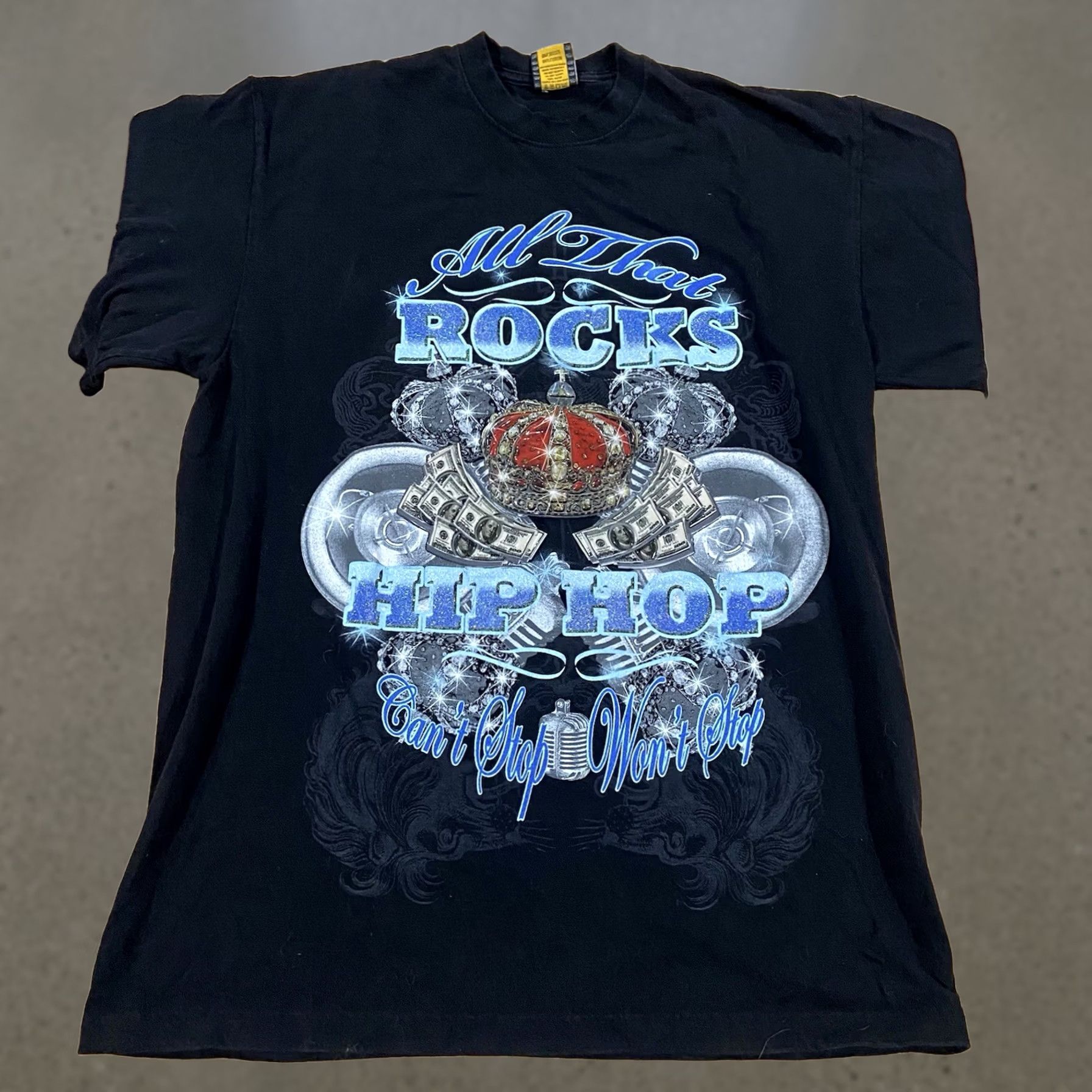 Vintage VINTAGE Lusso Wear T-Shirt Men XL Black Cotton Glitter Graphics Gambling 90s? Size US XL / EU 56 / 4 - 1 Thumbnail