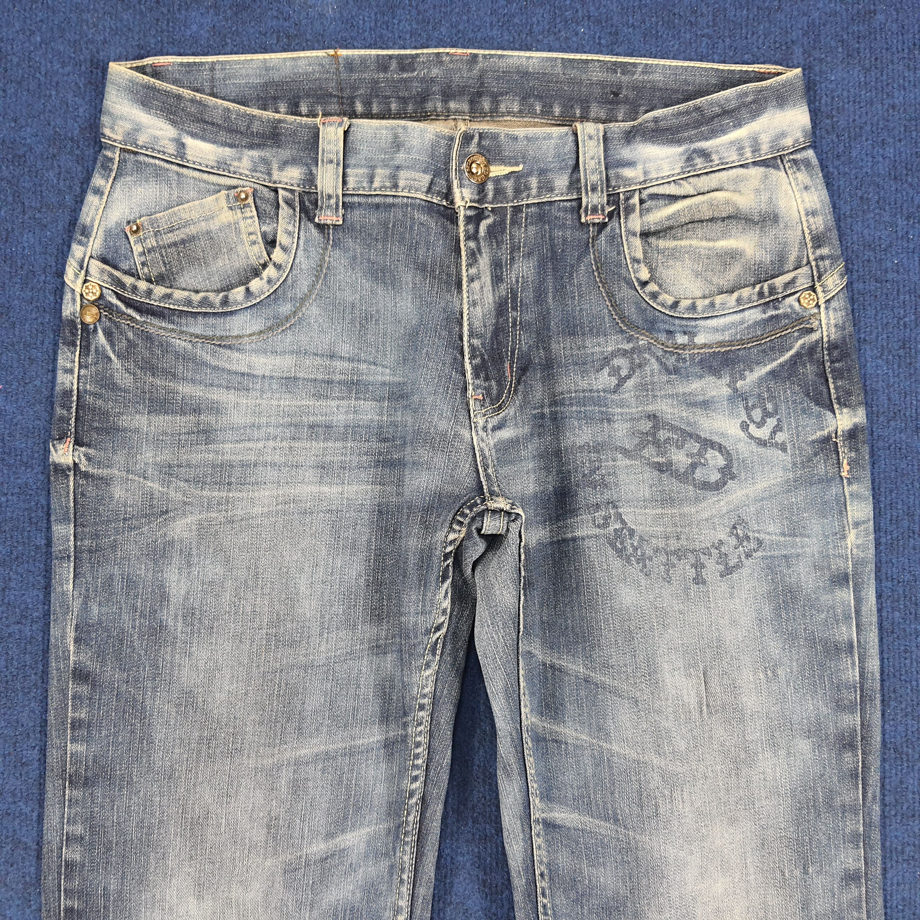Ed Hardy × Vintage Vintage Ed Hardy Love Kills Slowly Embroidered Jeans Size US 31 - 4 Thumbnail