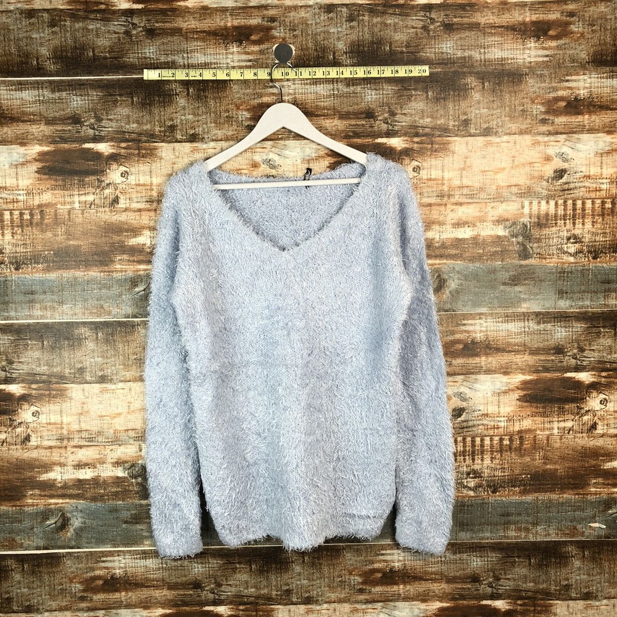 Homespun Knitwear × Japanese Brand DLL Double Focus Blue shaggy fur mohair Knitwear #C054 Size US L / EU 52-54 / 3 - 1 Thumbnail