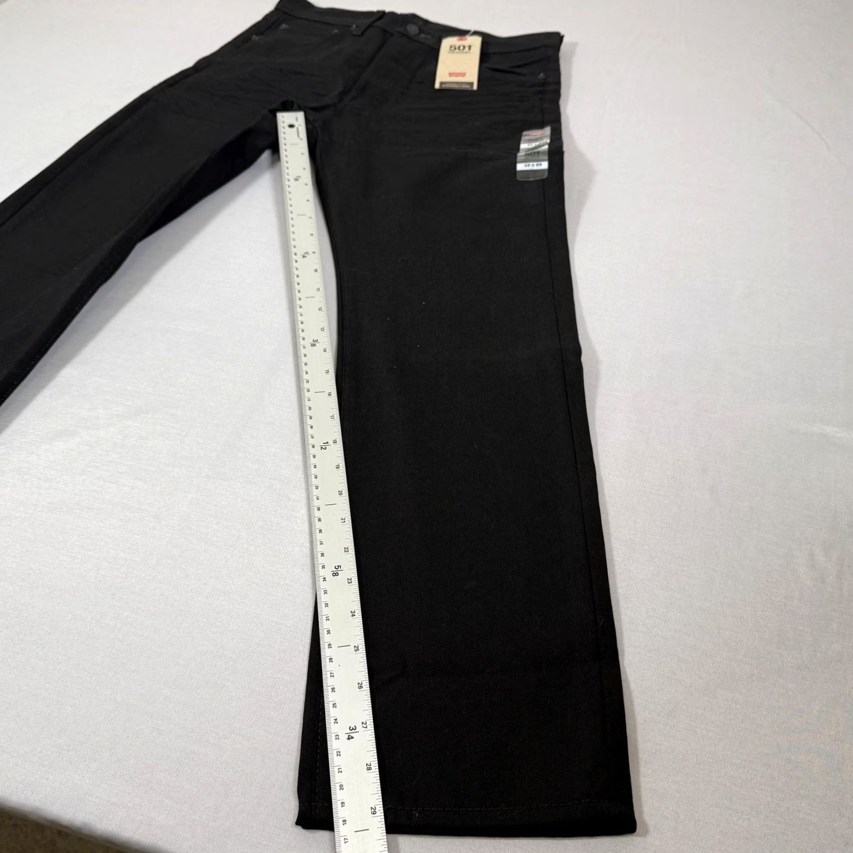 Levi's Levi's 501 Jeans Mens 32x29 Black Denim Straight Regular Fit Cotton Pants Western Cowboy Leather Patch Size US 32 / EU 48 - 4 Thumbnail