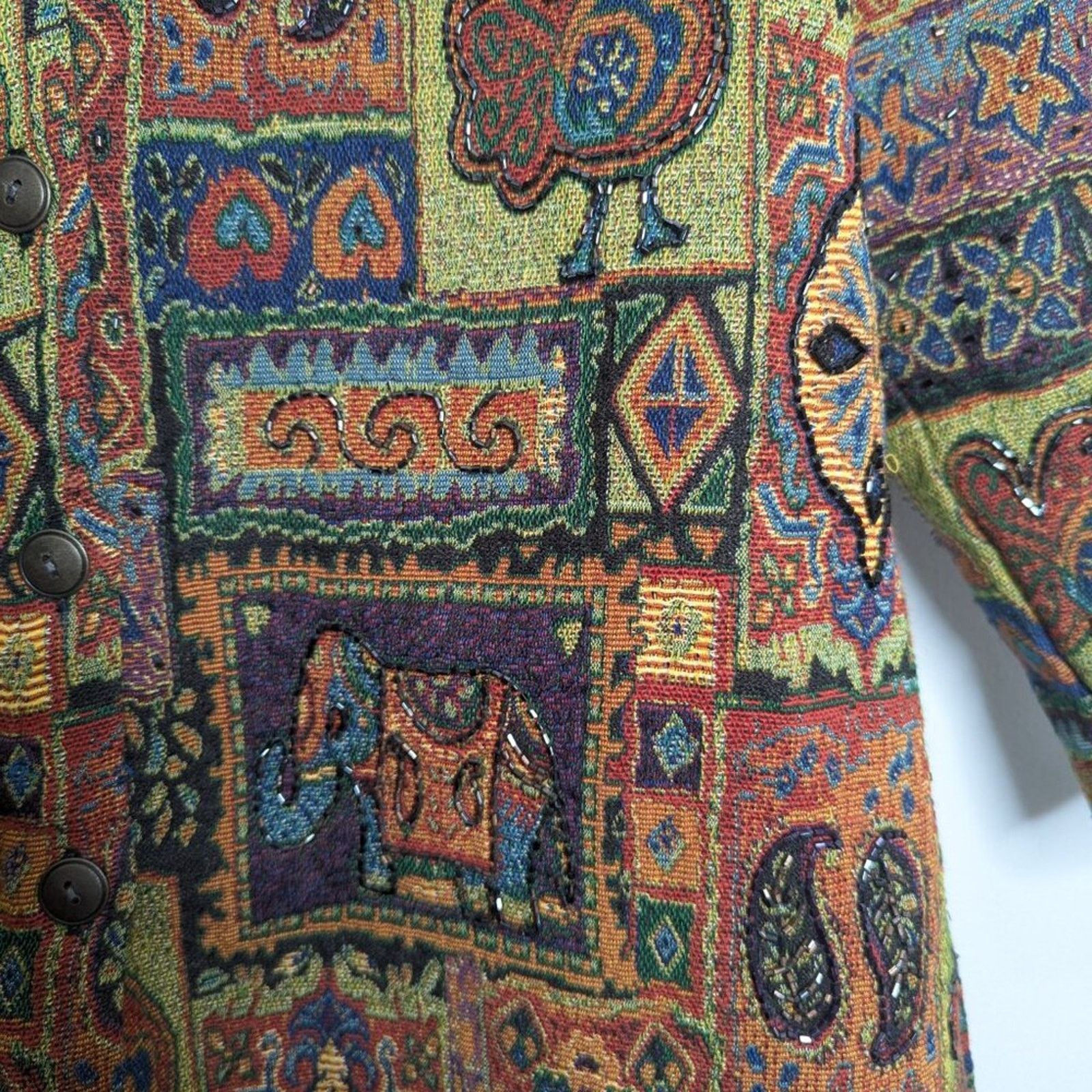 Chicos Chicos Vintage Anniversary Collection Beaded Tapestry Jacket Size L / US 10 / IT 46 - 6 Thumbnail