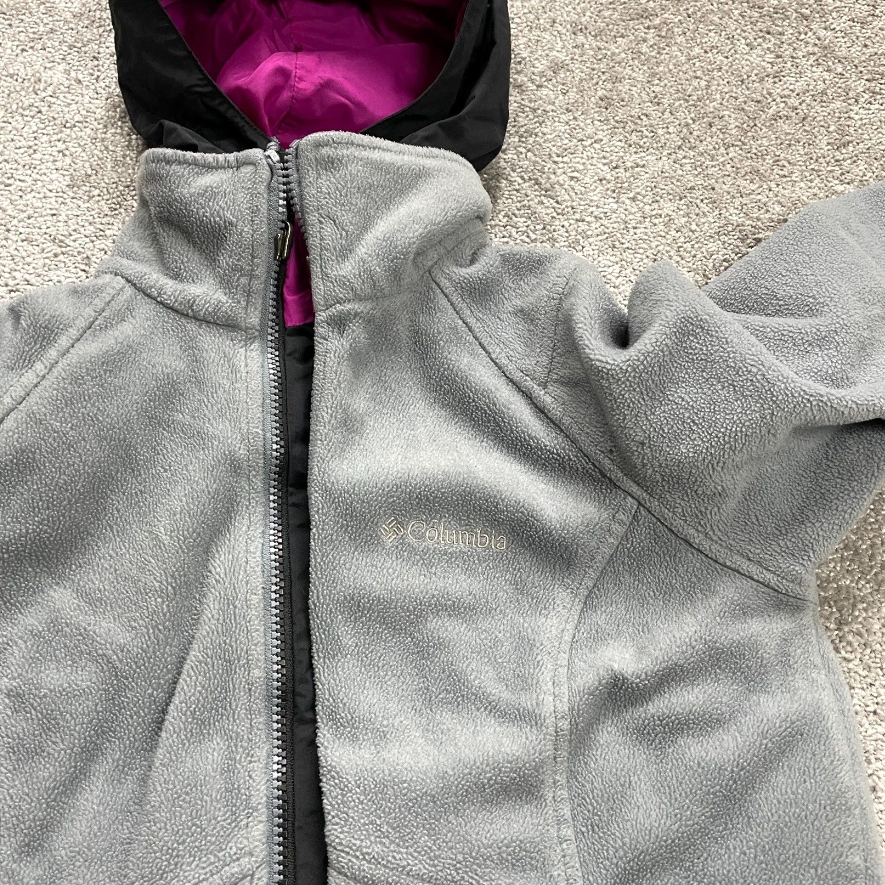 Vintage Columbia Interchange Full Zip Fleece Jacket Womens M Gray Purple Hoodie Size M / US 6-8 / IT 42-44 - 3 Thumbnail