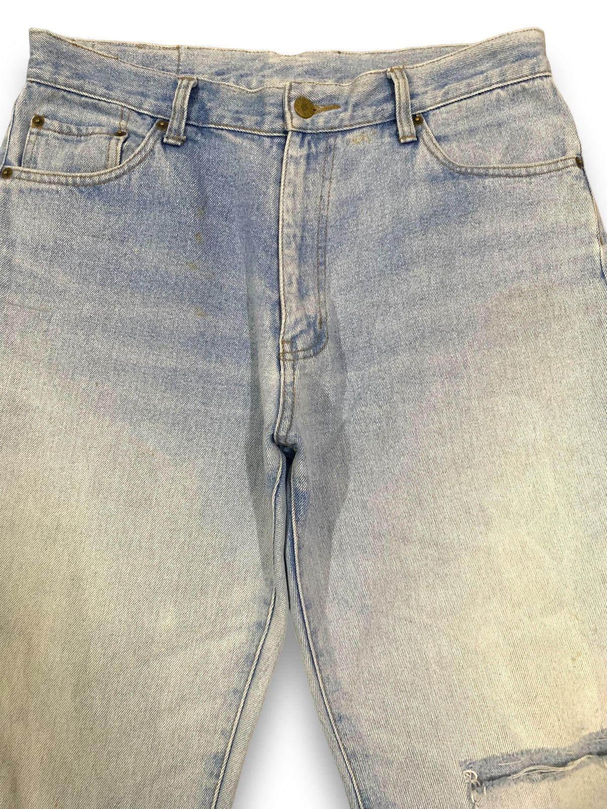 Hanes Vintage 80s Hanes Blue Wash Baggy Distressed Jeans Size US 32 / EU 48 - 3 Thumbnail