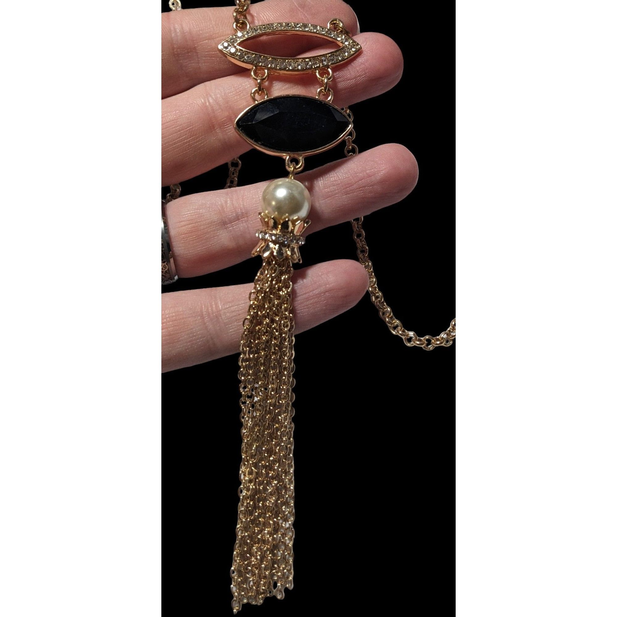Other Elegant Glam Gemmed Gold Tassel Necklace Size ONE SIZE - 2 Thumbnail