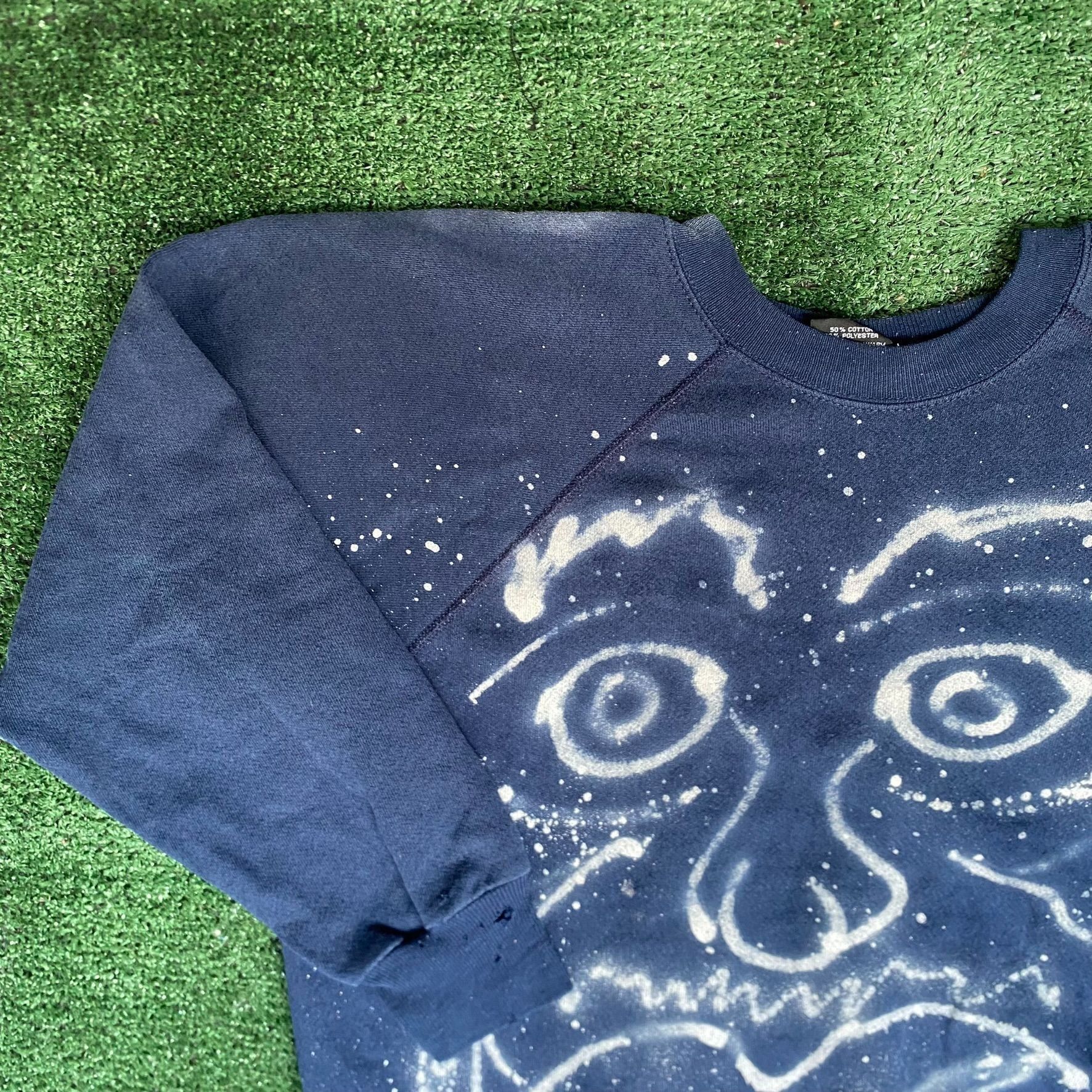 Vintage Vintage 90s Face Paint Sweatshirt Painted Art Crewneck Size US L / EU 52-54 / 3 - 2 Thumbnail