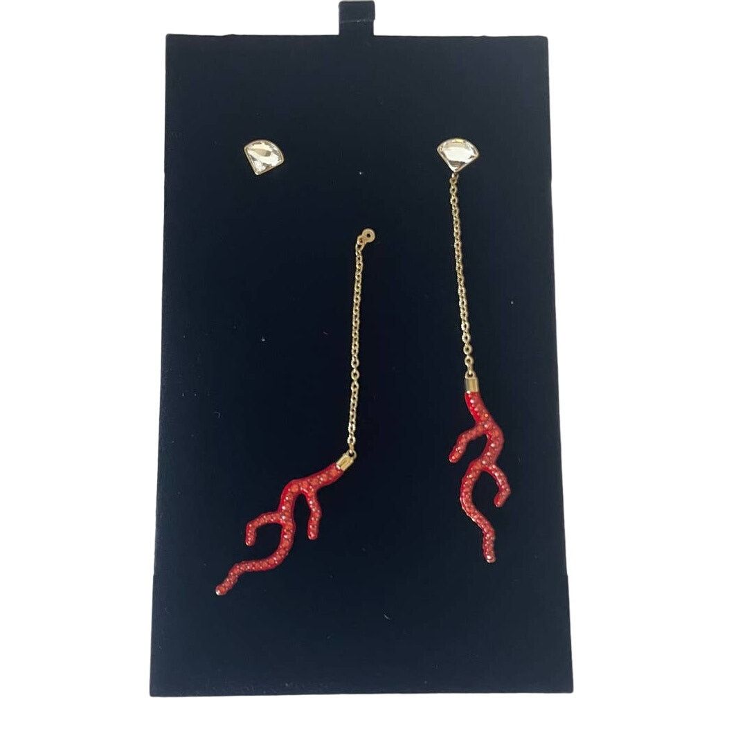 Swarovski Swarovski Shell Coral Pierced Earrings Long Red Crystal Size ONE SIZE - 6 Thumbnail