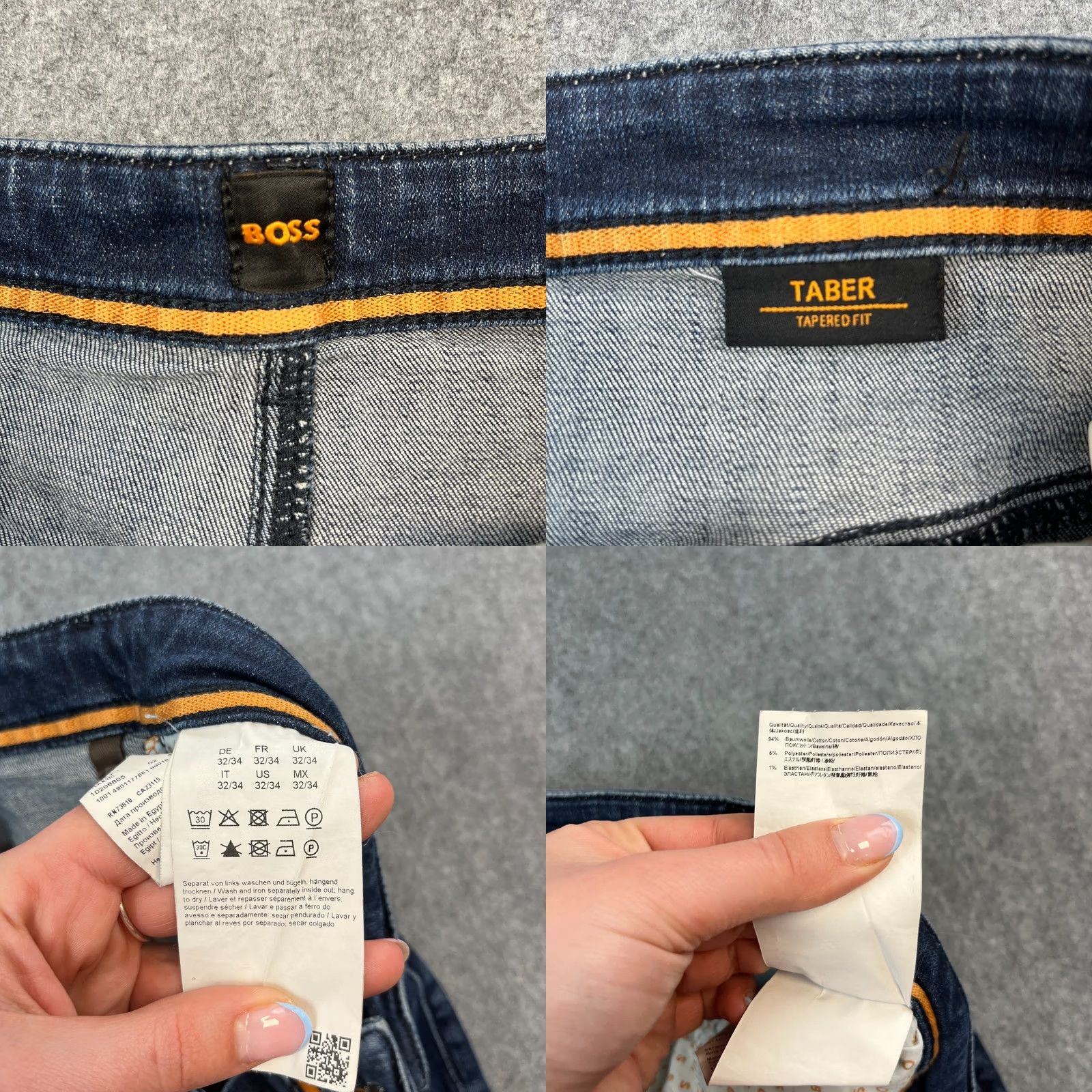 Hugo Boss HUGO BOSS Jeans Slim Tapered 32 Dark Wash Blue Stretch Whiskers Taber Jeans Mens 32 in Denim Slim 5-Pocket Design Modern Authentic Fashion Vintage: No Size US 32 / EU 48 - 8 Thumbnail