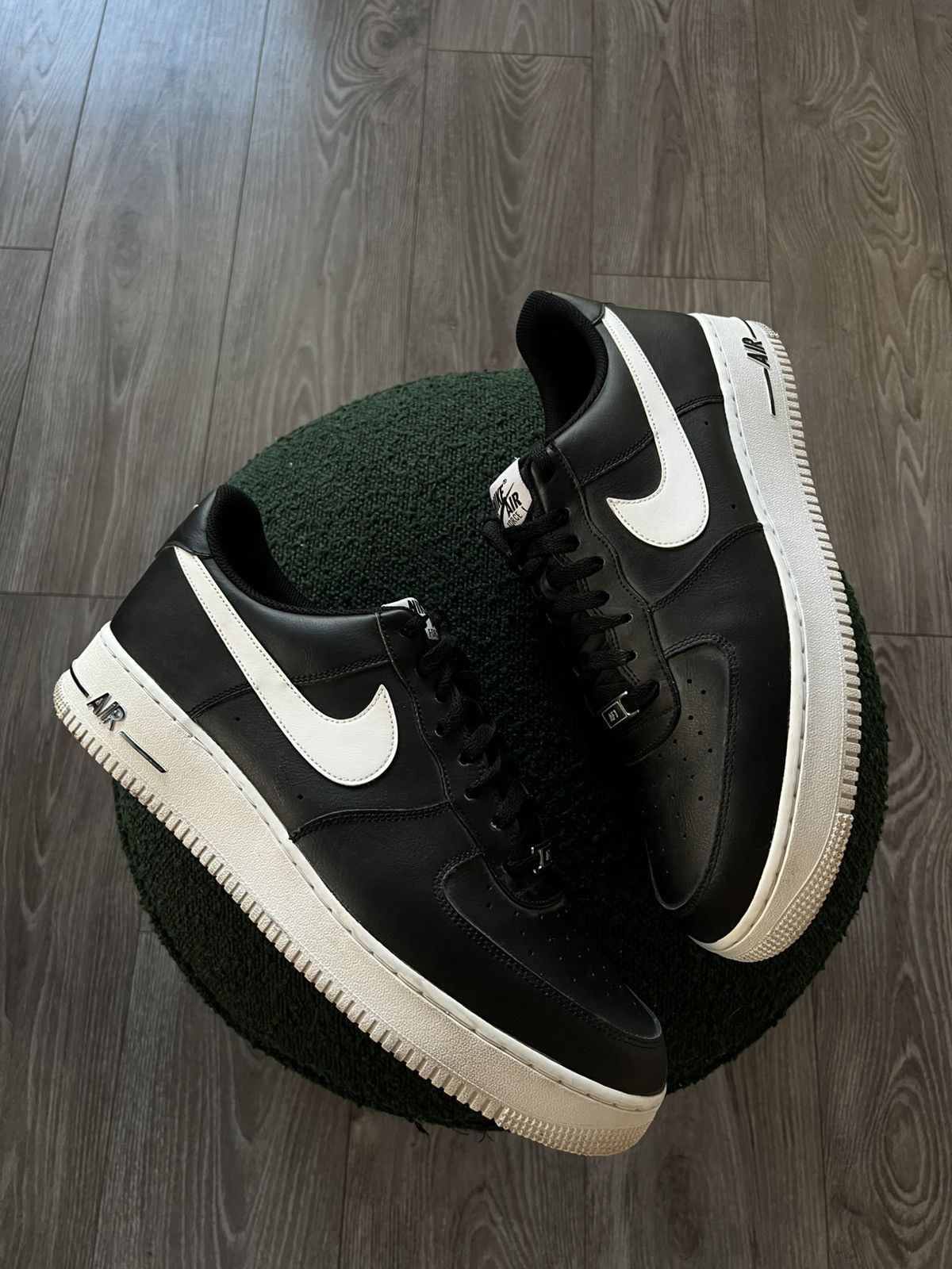 Nike ‼️Nike Air Force 1 ‘07 AN20 Black Leather White Logo Sneakers Size US 13 / EU 46 - 4 Thumbnail