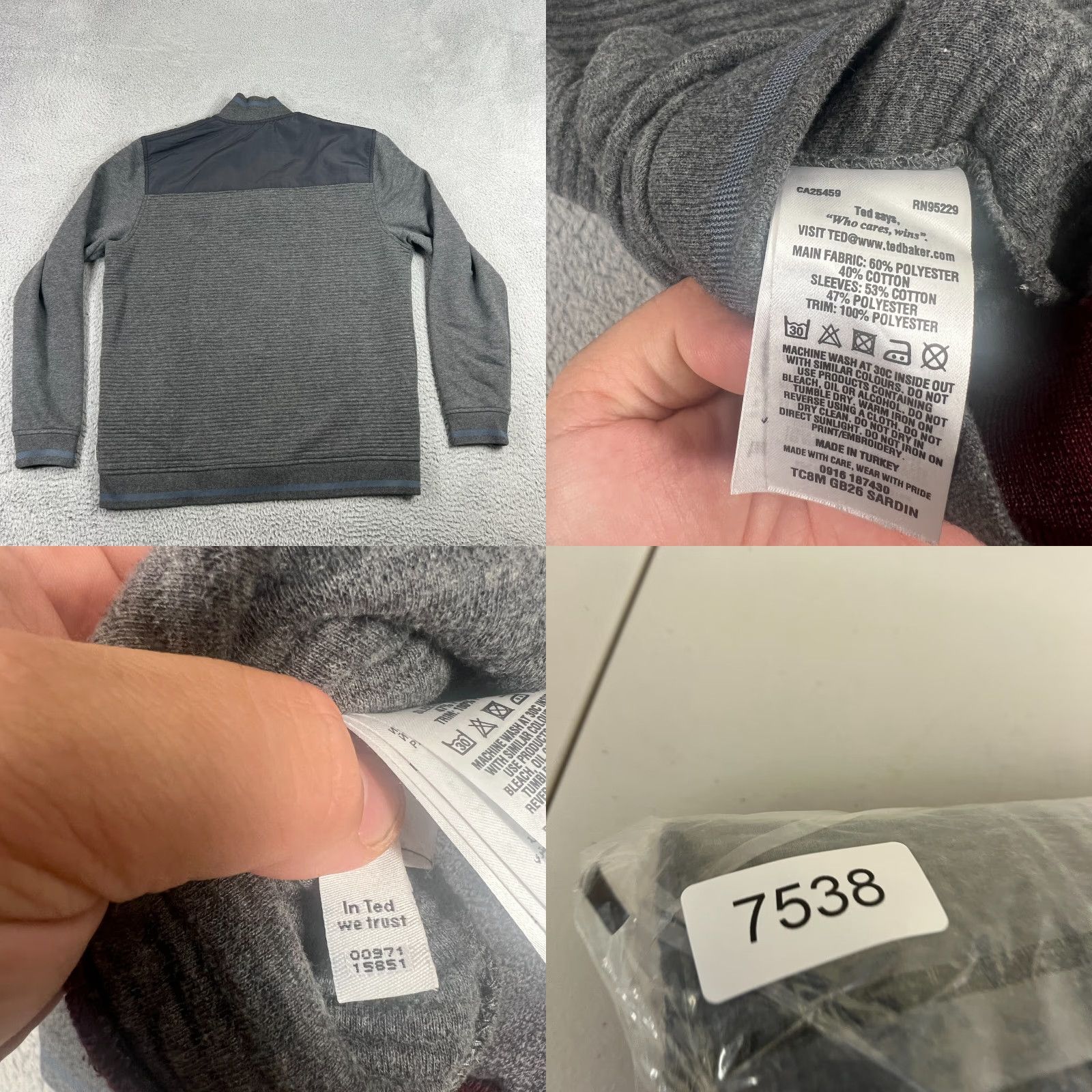 Ted Baker Ted Baker London Sweater Men Sz XL 5 Full Zipper Funnel Neck Long Sleeve Size US XL / EU 56 / 4 - 8 Thumbnail