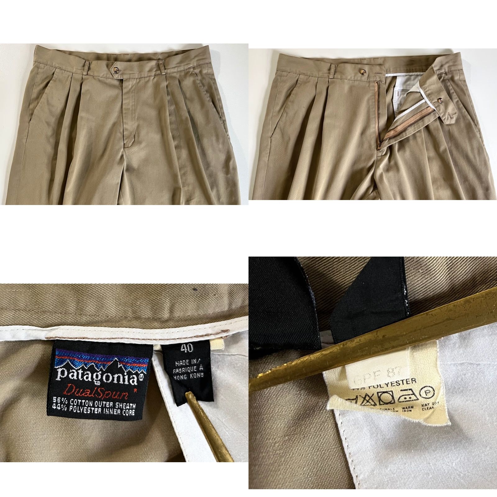 Patagonia VINTAGE Patagonia Men’s 80s 90s Chino Pants Pleated Sz 40 Tan Cotton Blend Canvas Regular Front Pockets Straight Inseam 32 Mens Size US 40 / EU 56 - 8 Thumbnail