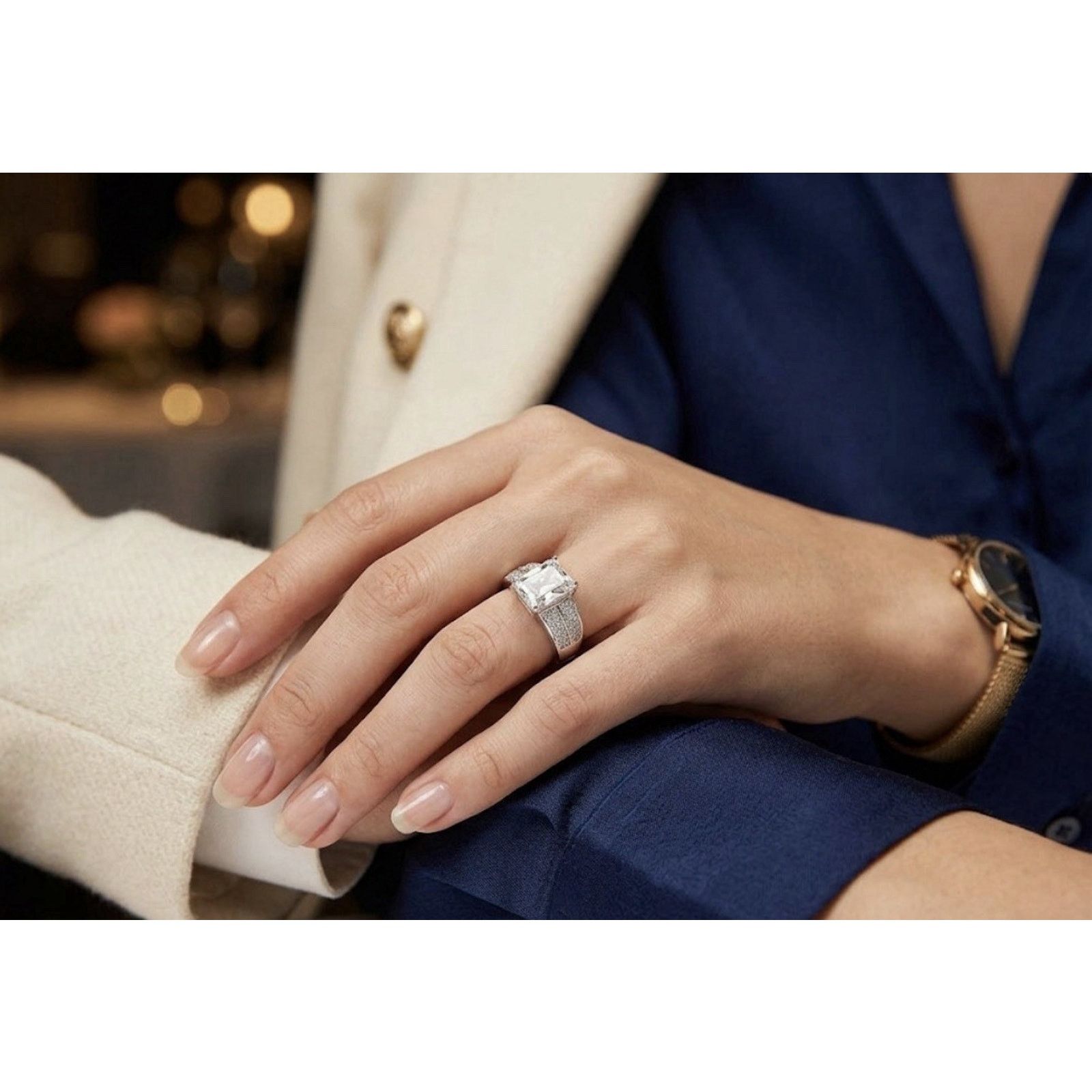 & Other Stories Exquisite Moissanite 925S Silver Engagement Ring OneSize 3CT Size ONE SIZE - 2 Thumbnail