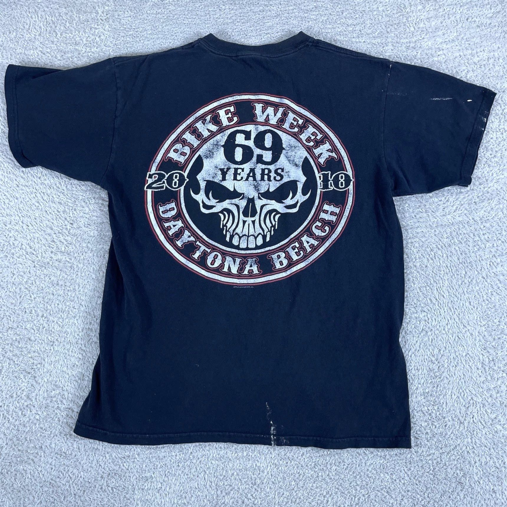 Anvil VINTAGE Bike Week T-Shirt Mens L Black Skull Grunge Daytona Distressed Size US L / EU 52-54 / 3 - 3 Thumbnail
