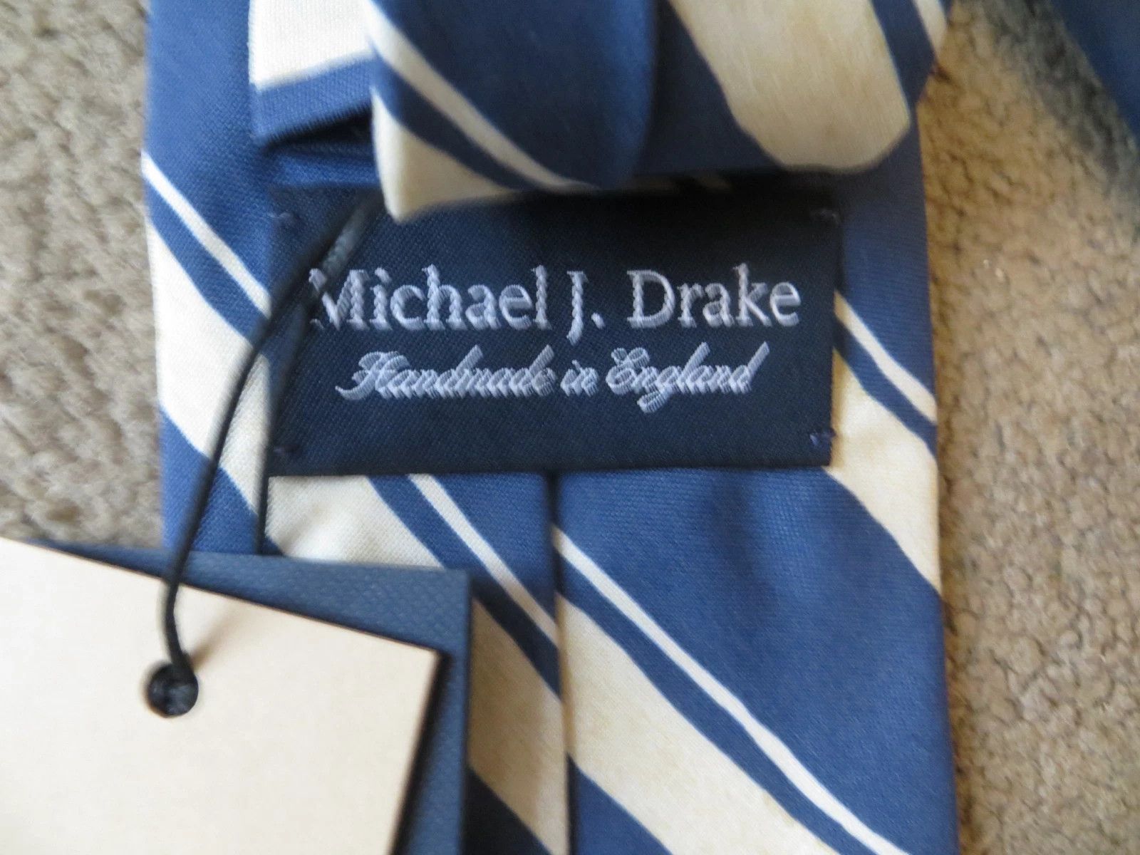 Drake's BLUE STRIPPED PRINT SILK TIE Size ONE SIZE - 2 Thumbnail