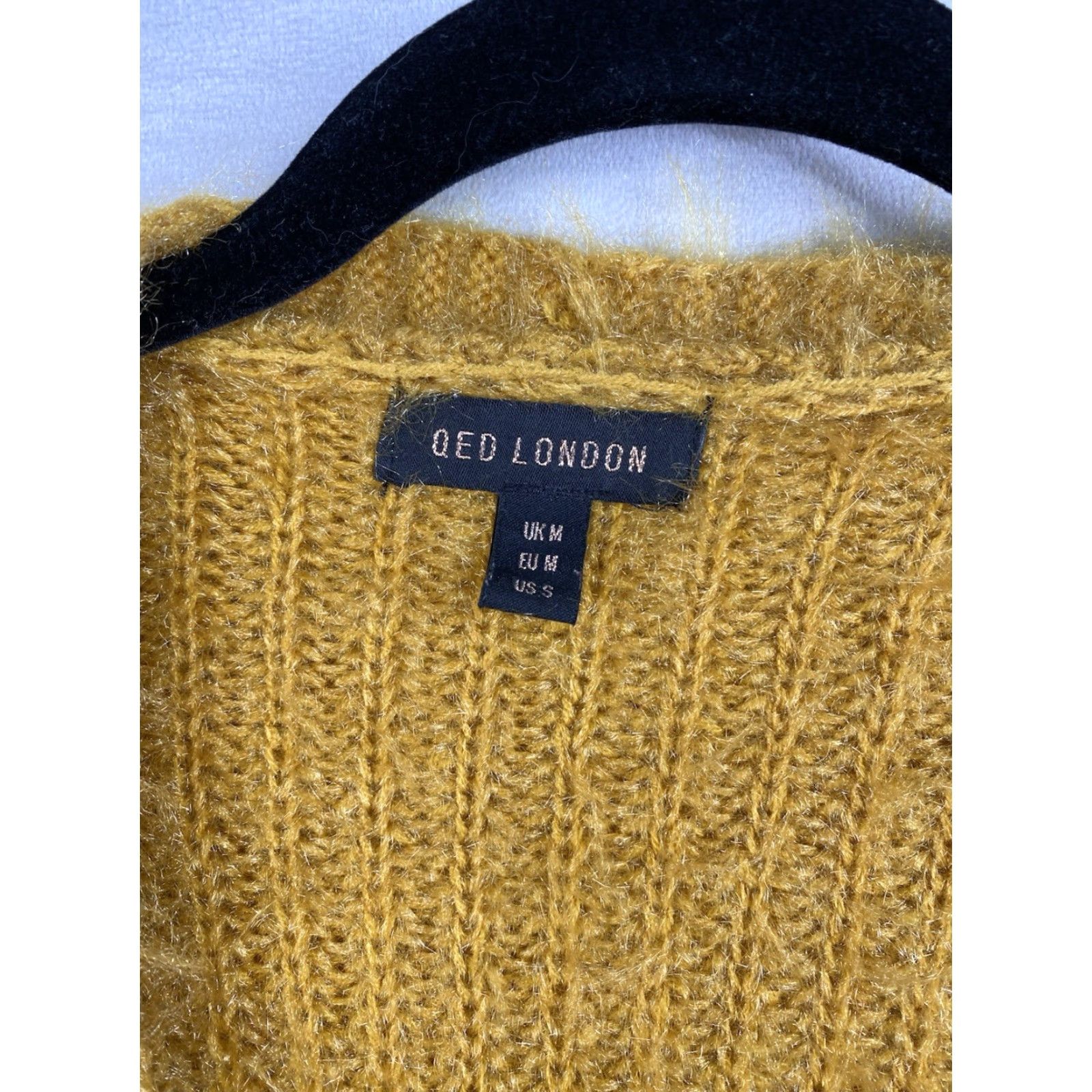 Vintage QED London Cardigan Sweater Womens S Gold Long Duster Cable Knit Dolman Sleeve Size S / US 4 / IT 40 - 3 Thumbnail