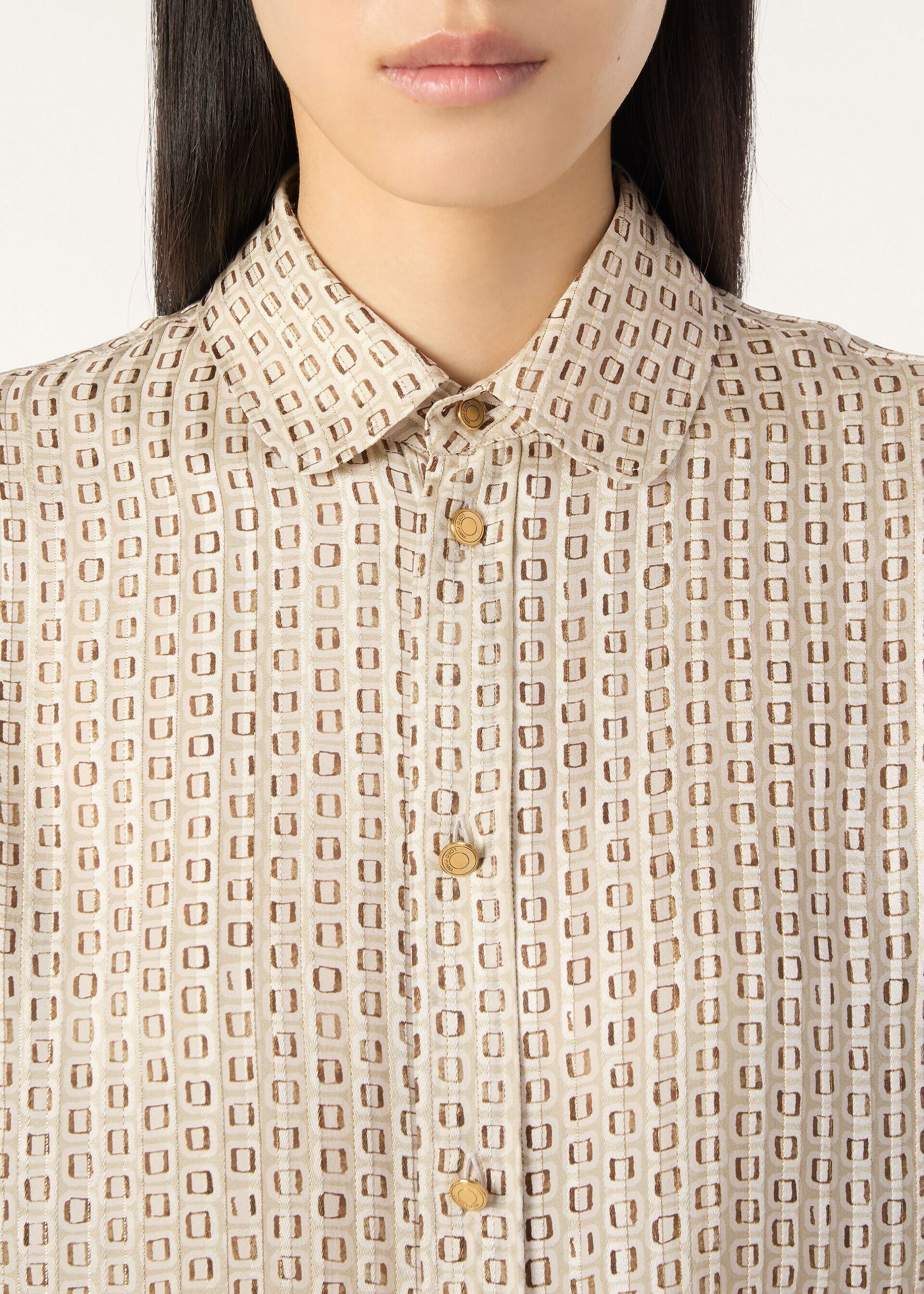 Loro Piana os11x0426 FAQ5896 Thea Shirt in Ivory/Brown Size L / US 10 / IT 46 - 3 Thumbnail