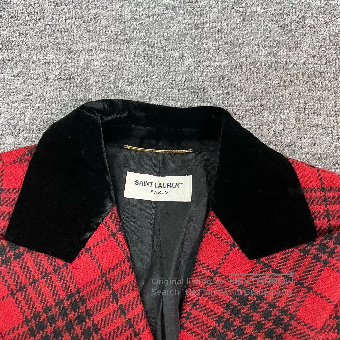 Saint Laurent Paris Saint Laurent Red Plaid Velvet Collar Blazer. Size XS / US 0-2 / IT 36-38 - 5 Thumbnail