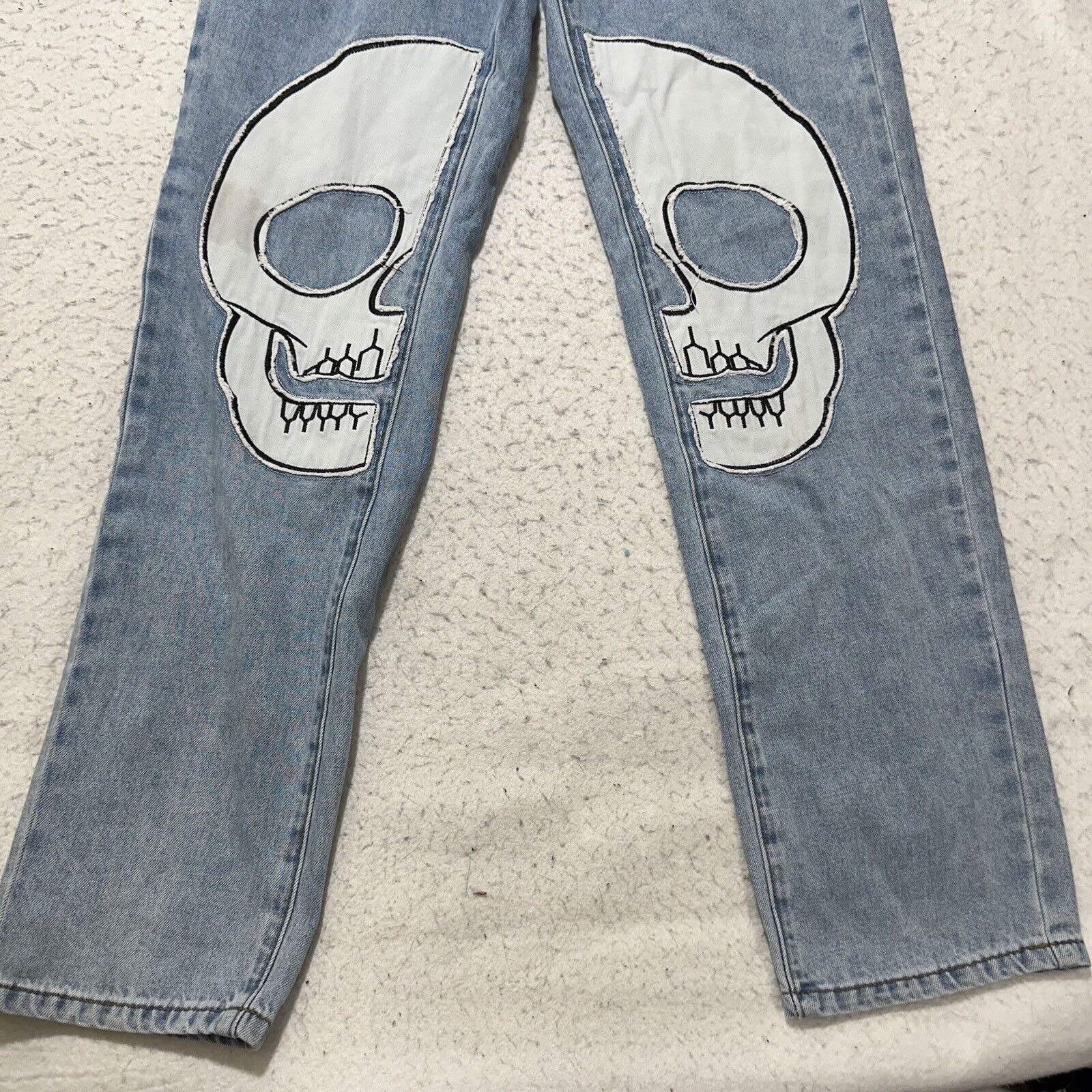 Other Gilipur Small (26x29) High Rise Straight Skull Jeans Blue Size 26" / US 2 / IT 38 - 4 Thumbnail