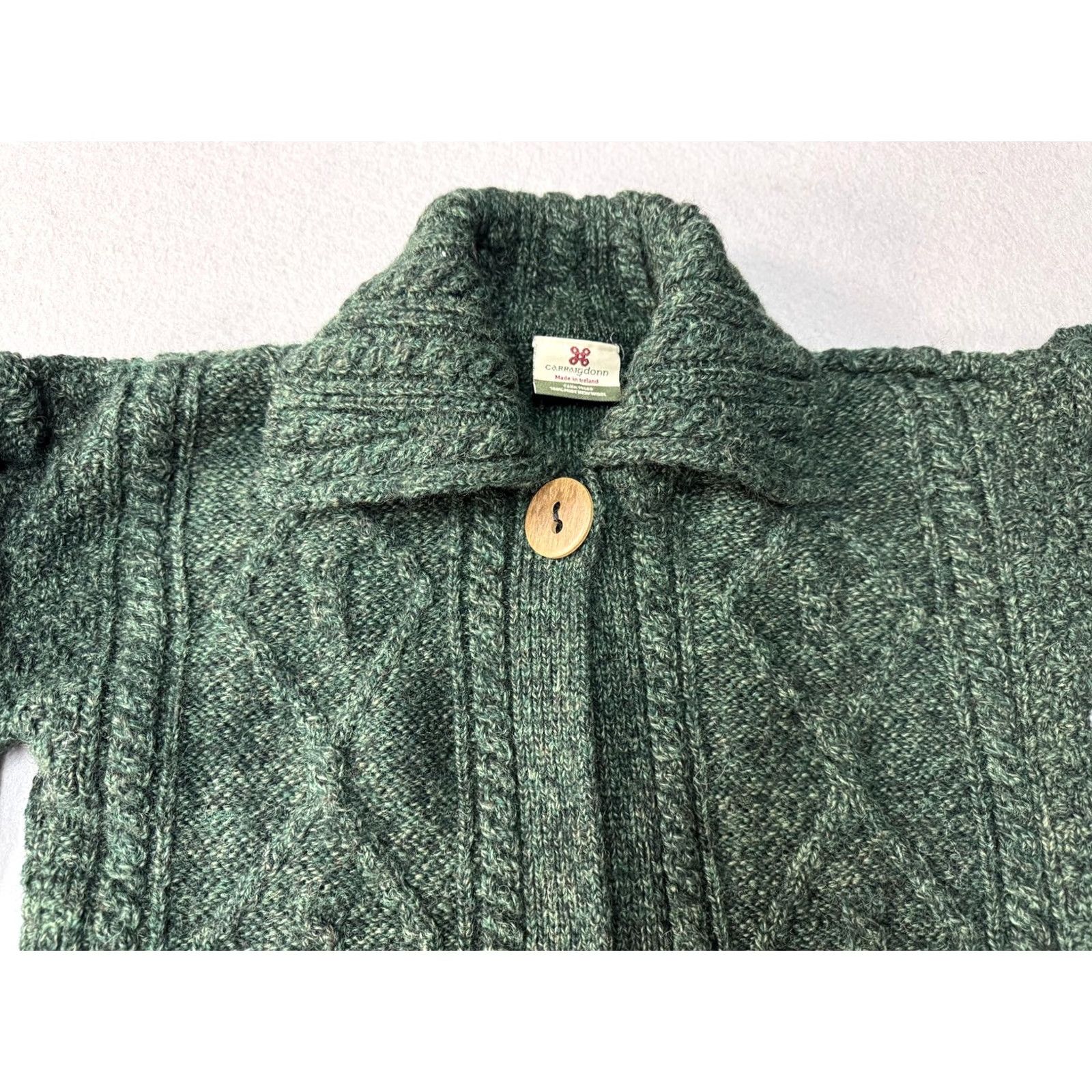 Vintage Carraig Donn Sweater Womens Medium Green Aran Cable Knit Ireland Wool Size M / US 6-8 / IT 42-44 - 2 Thumbnail