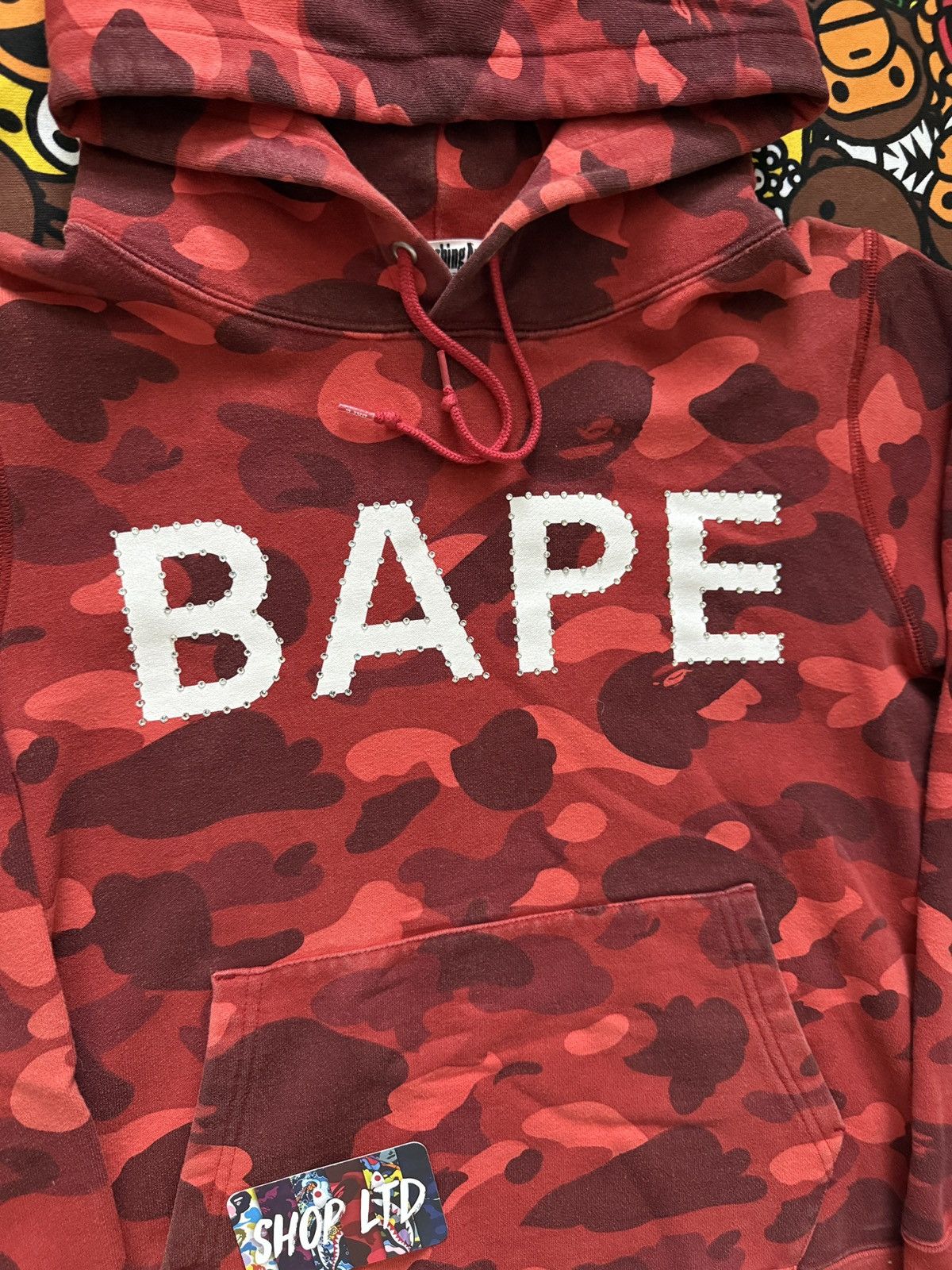 Bape A Bathing Ape Red Camo Swarovski Pullover Hoodie Size US S / EU 44-46 / 1 - 3 Thumbnail