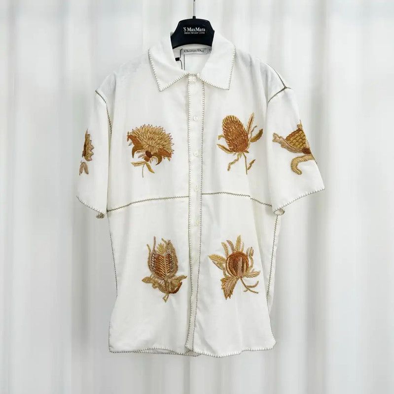 Dior Dior Embroidered White Cotton Summer Shirt 0089 Size S / US 4 / IT 40 - 1 Thumbnail