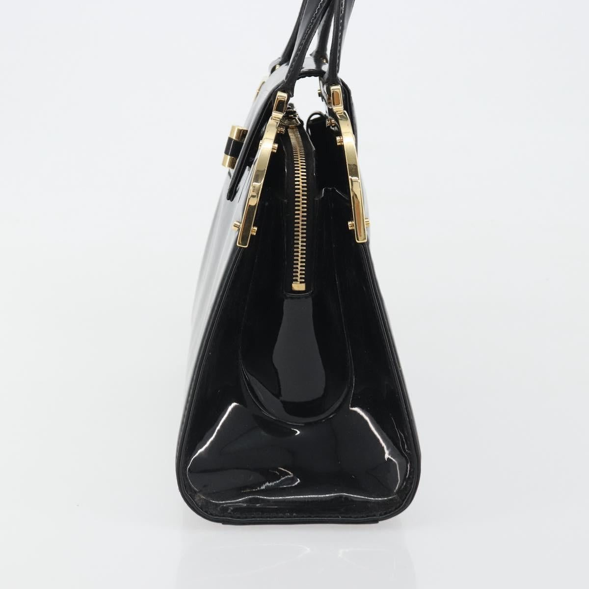 Saint Laurent Paris SAINT LAURENT Hand Bag Patent Leather Black Gold Auth Size ONE SIZE - 3 Thumbnail