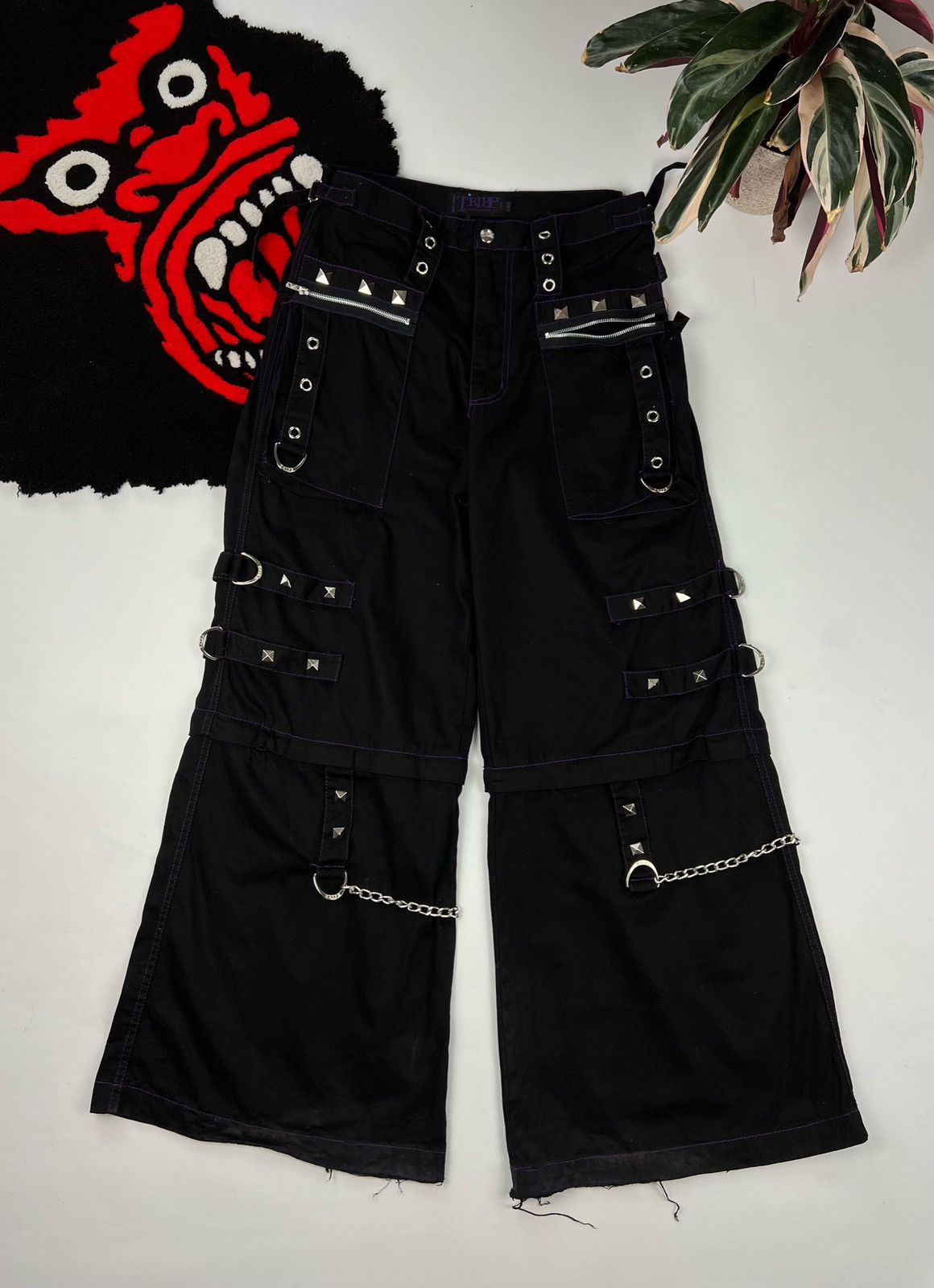 Image of Jnco x Tripp NYC Pants Crazy Vintage Y2K Darkrock Bondage in Black, Men's (Size 30)