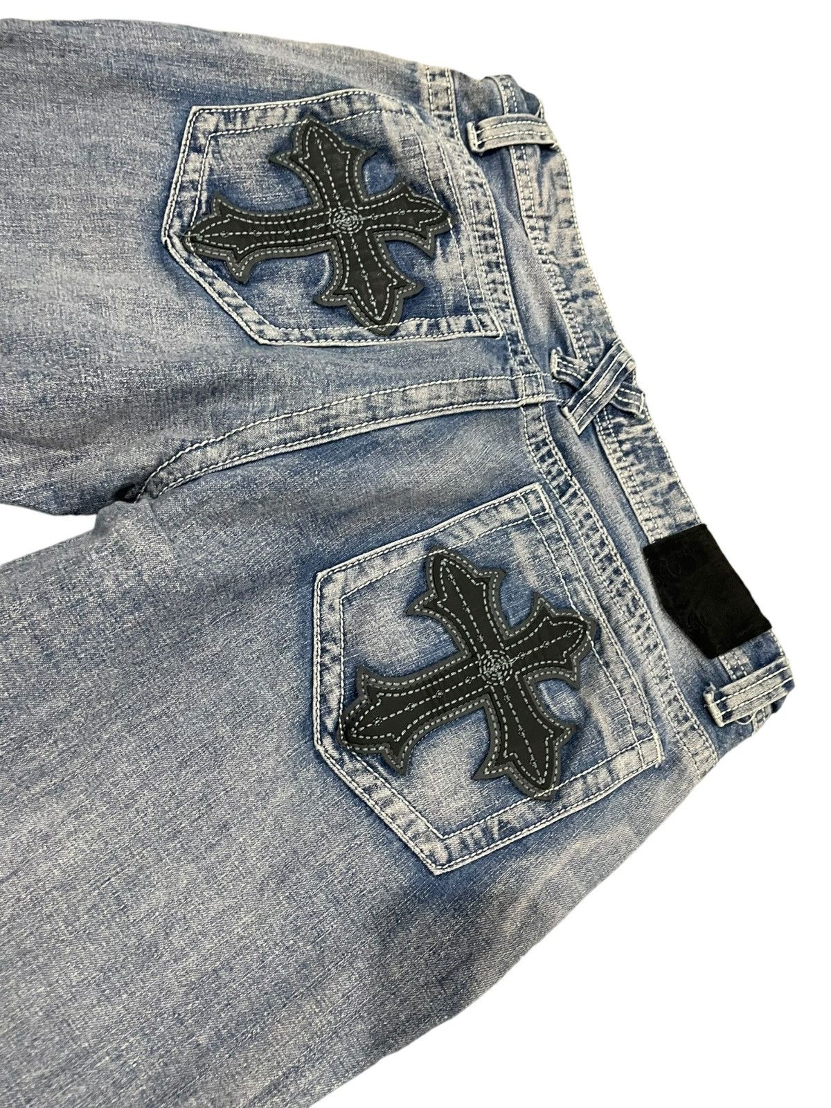 If Six Was Nine Xtreme Couture Cross Pocket Jeans Size US 35 - 4 Thumbnail