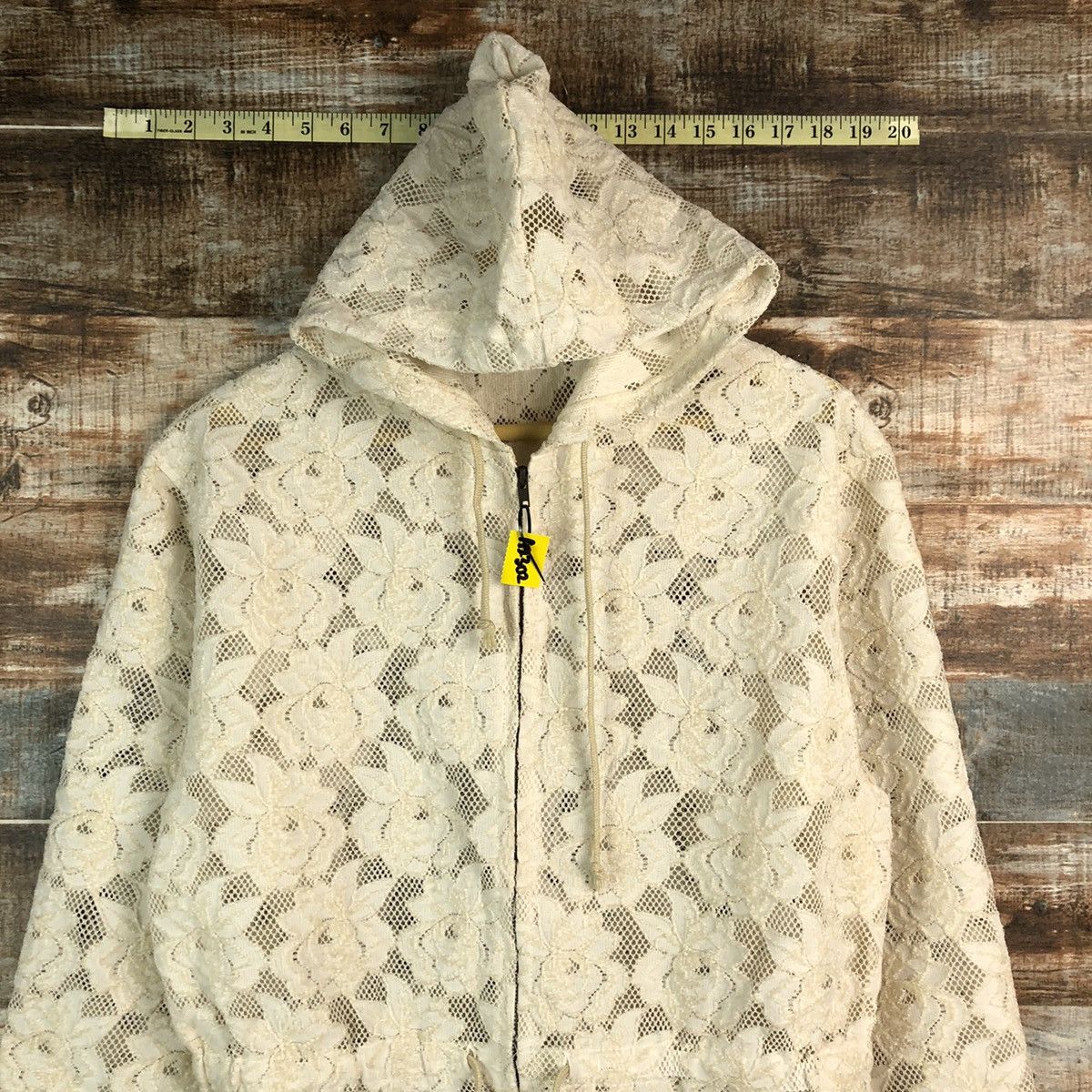 Homespun Knitwear Splash White crochet meshnet art Cardigan Knitwear #A2302 Size M / US 6-8 / IT 42-44 - 4 Thumbnail