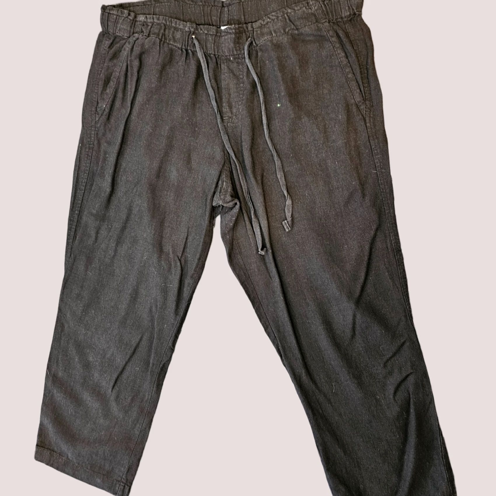 Old Navy Old Navy Pants Cropped Linen Blend Black Stretch Drawstring Waist Women Regular Size M? Size 36" / US 14 / IT 50 - 1 Thumbnail