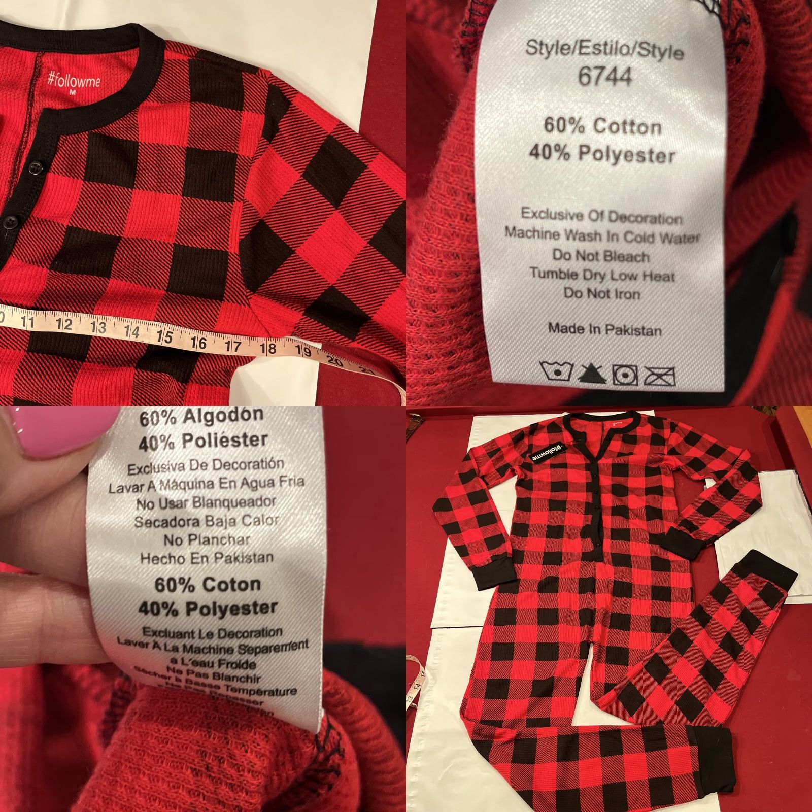Lumberjack VINTAGE NEW PLAID Thermal Bodysuit Buffalo Red Black PAJAMAS women Lumberjack Outdoor M Size M / US 6-8 / IT 42-44 - 8 Thumbnail