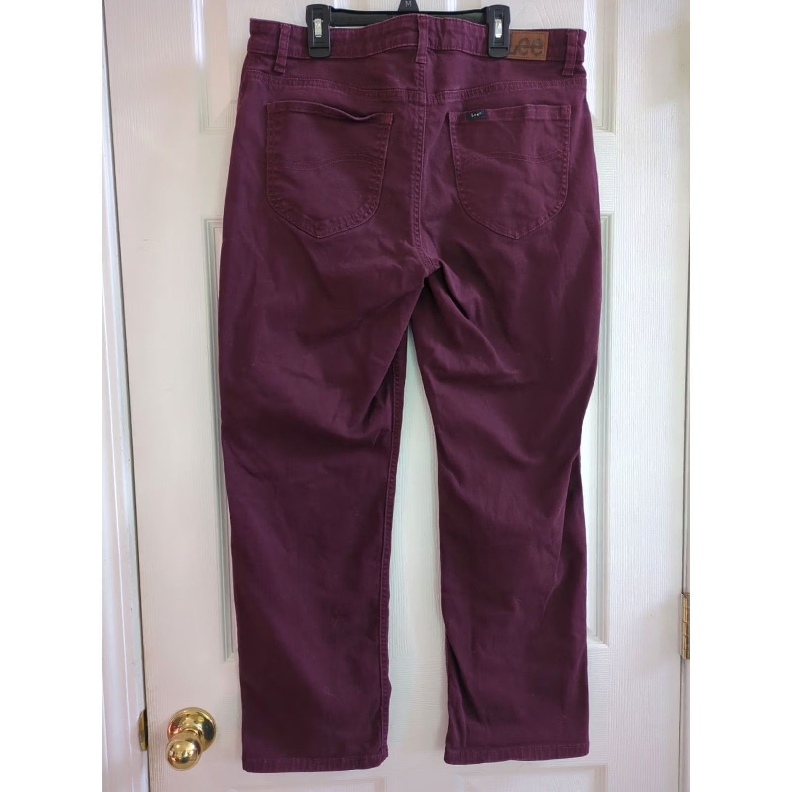 Lee Lee Relaxed Fit Straight Leg Pants Red 14 Short Cotton Women's Size 36" / US 14 / IT 50 - 4 Thumbnail