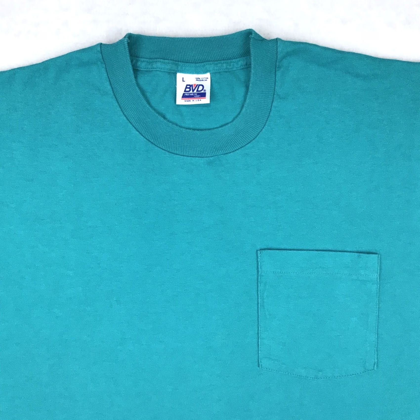 Vintage VINTAGE Bvd T-Shirt BLUE Short Sleeve Crew Neck Pocket Men L 1980s 90s Regular Cotton Size US L / EU 52-54 / 3 - 4 Thumbnail