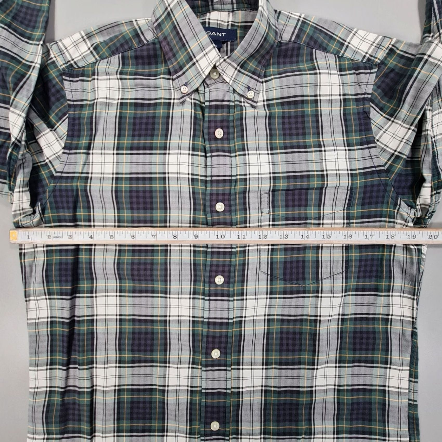 Gant GANT Mens Shirt Small Green Cotton Button Down Plaid Bleecker Twill Tartan Size US S / EU 44-46 / 1 - 7 Thumbnail
