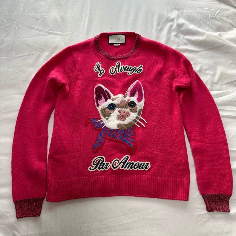Gucci Gucci Pink kitten sweater 2501-Nextarrow Size US M / EU 48-50 / 2 - 1 Thumbnail